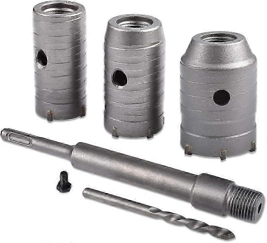 Hole Saw Core Bit Set, 30mm, 40mm, 50mm, Concrete Core Bit with 350mm SDS Plus Extension Rod, Tungsten Carbide Tip for Brick and Stone