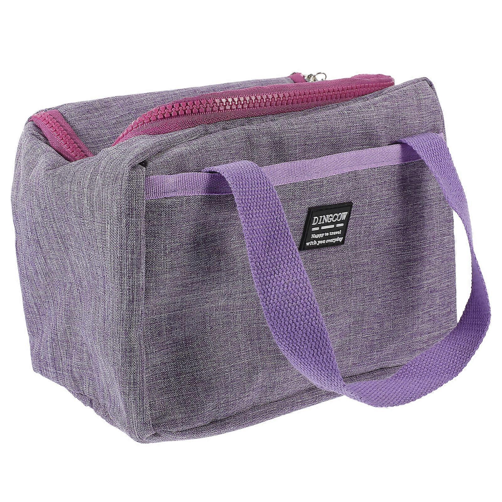 Portable Meal Bag for School and Work Insulated Lunch Tote Bag Purple 24.00X17.00X14.00CM Foldable 1Pcs