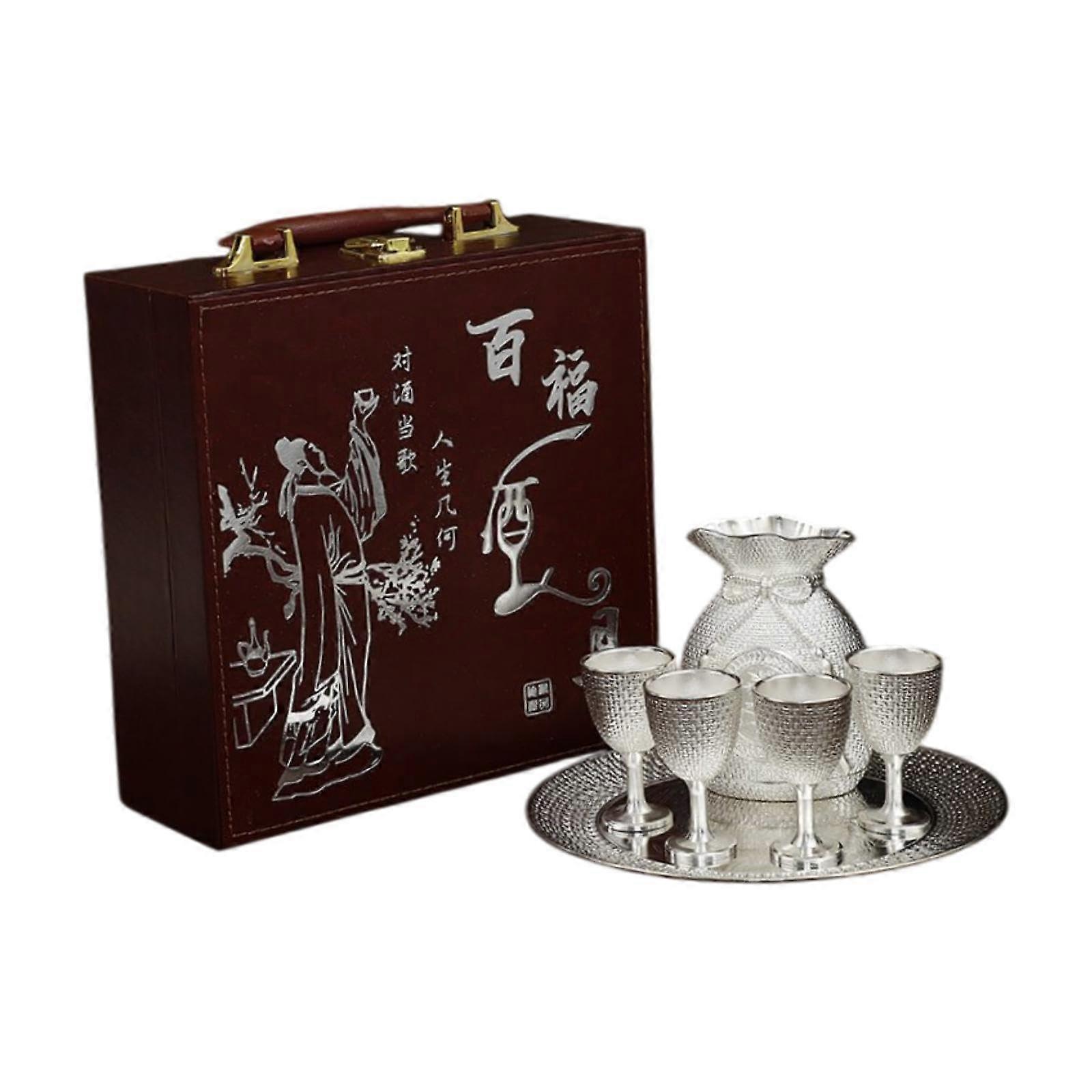 Glass Jug Set with Alloy Lid and Drinking Set for Celebrations, Style B