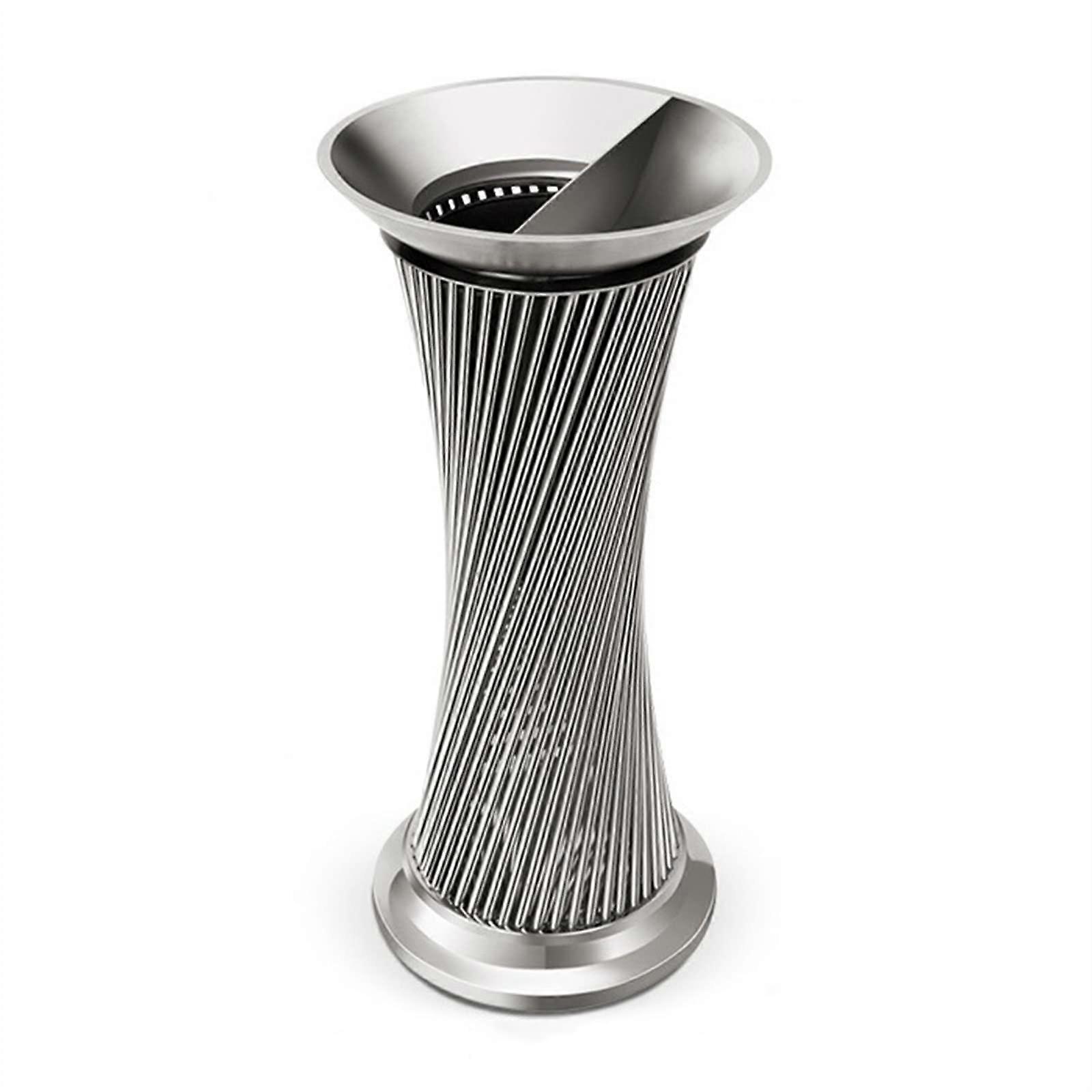 Commercial Outdoor Trash Can, Large Stainless Steel Waste Bin, Open-Top Design, Vertical Cigarette Disposal Container, Silver