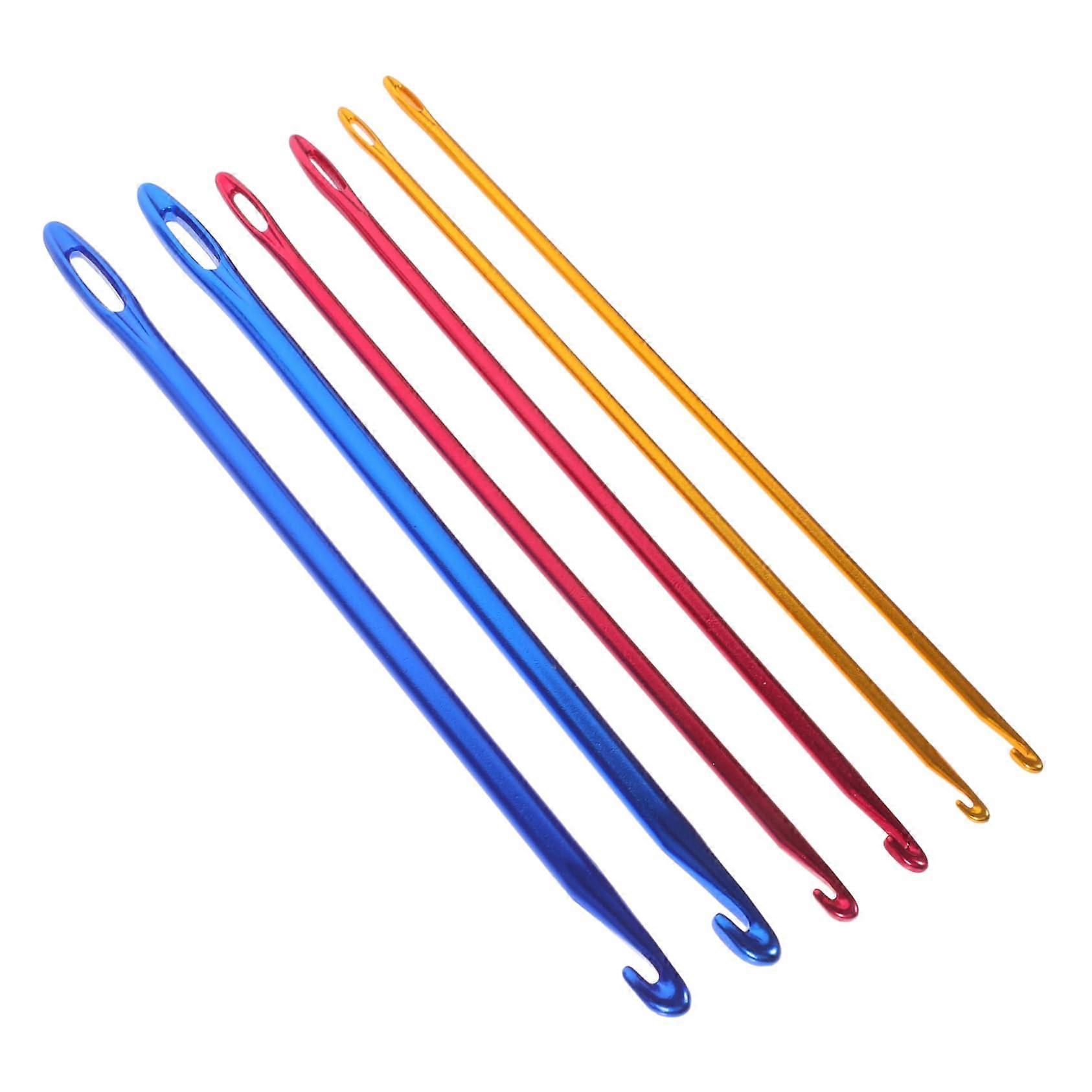 6piece set of aluminum largeeye crochet hooks, knitting tools for crocheting, darning, and handicrafts, suitable for beginners and advanced users.