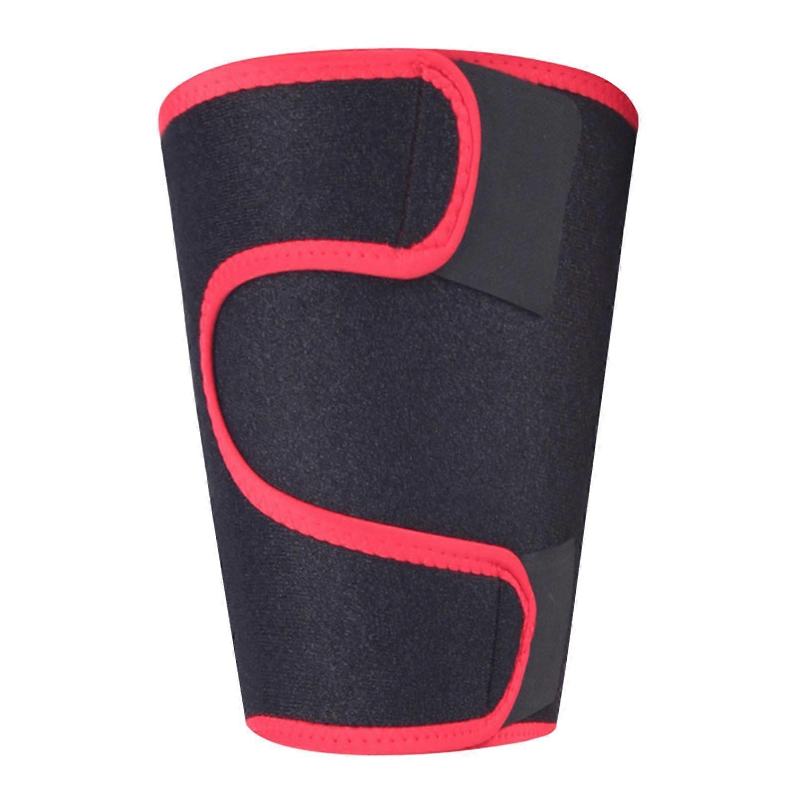 Thigh Support Adjustable Compression Sleeves for Thigh Muscles, Padded Protective Shorts for Volleyball Football Basketball Red