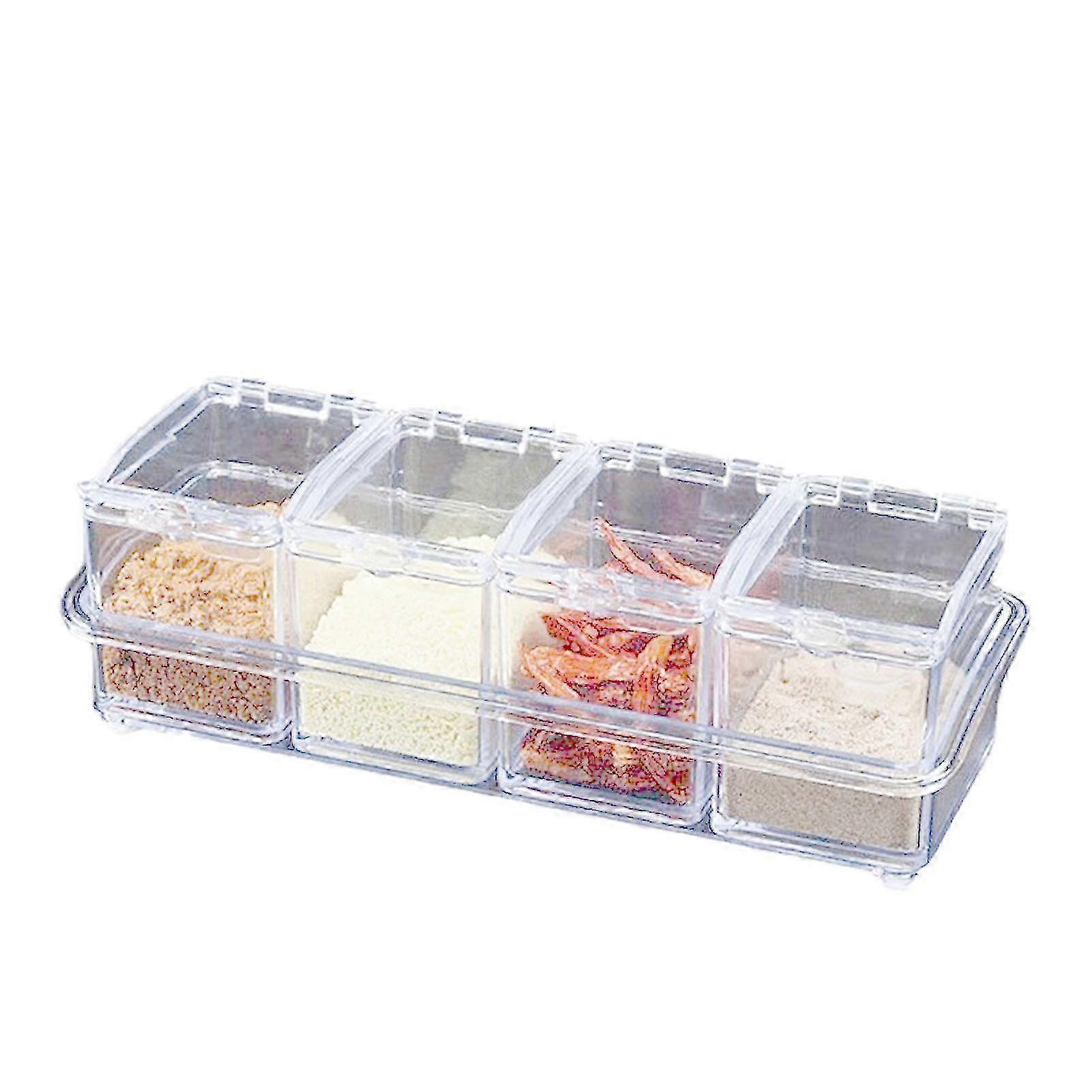 Coffret de rangement de condiments en acrylique avec pots transparents de sel, de sucre et d’épices