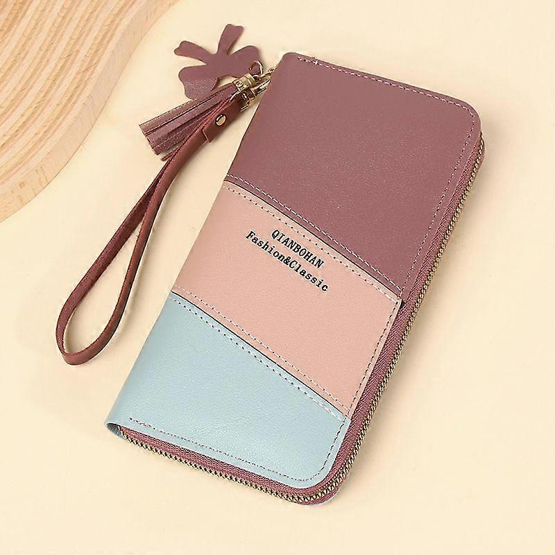 Women's Wallet Leather - Zipper Closure - Holds up to 24 Cards - Women's Wallet - Pink Mul