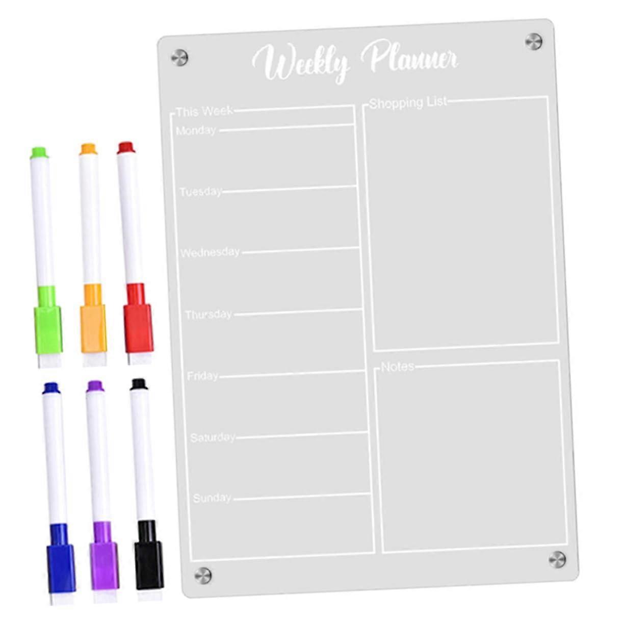 1Set Magnetic Refrigerator Planning Board Reusable Wipeable Reminder Board for Schedules Whiteboard Markers for Efficient Organization