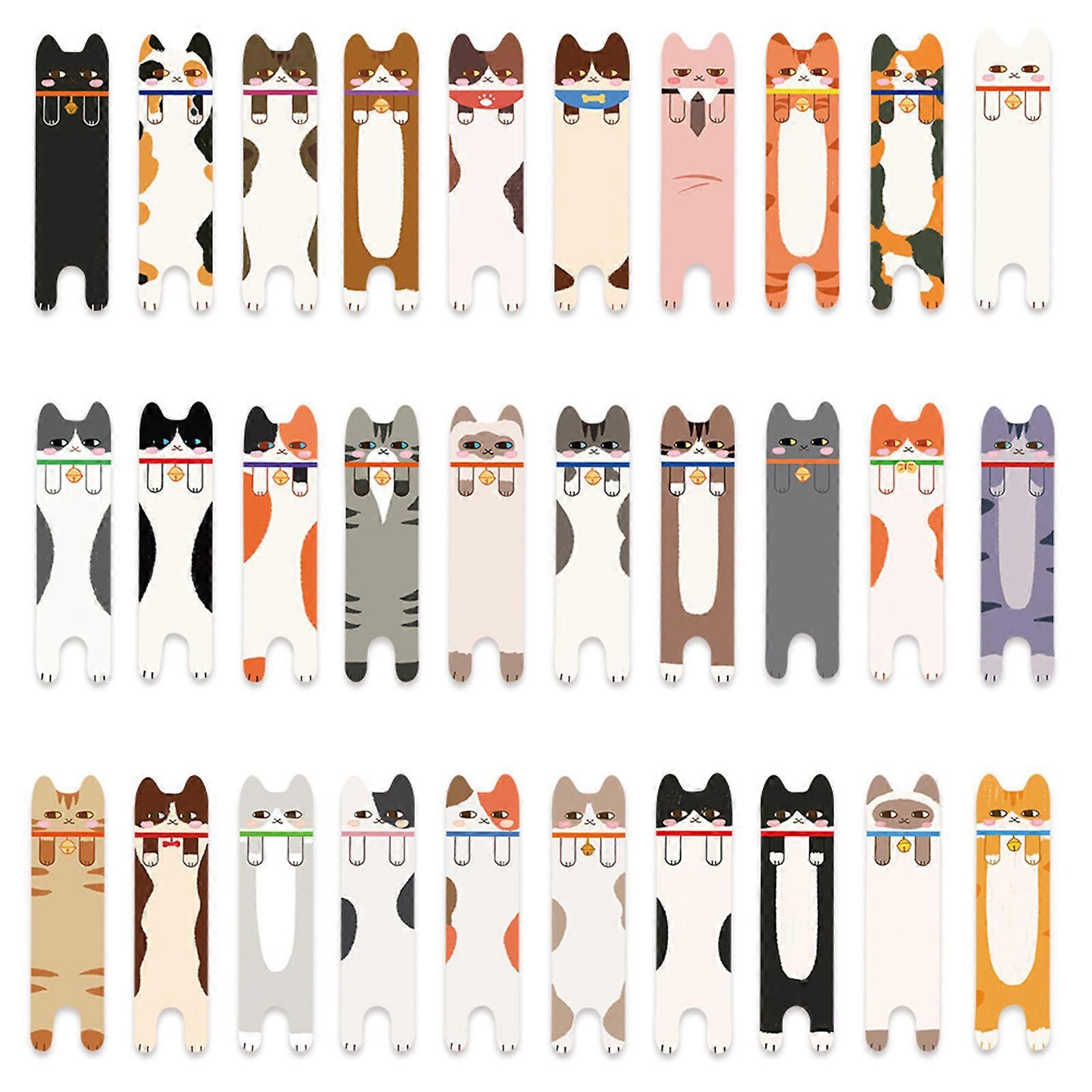 30 Sheets Lovely Bookmarks Cartoon Cats Page Marker Reading Bookmarks Decorative Bookmarks Creative Page Marker