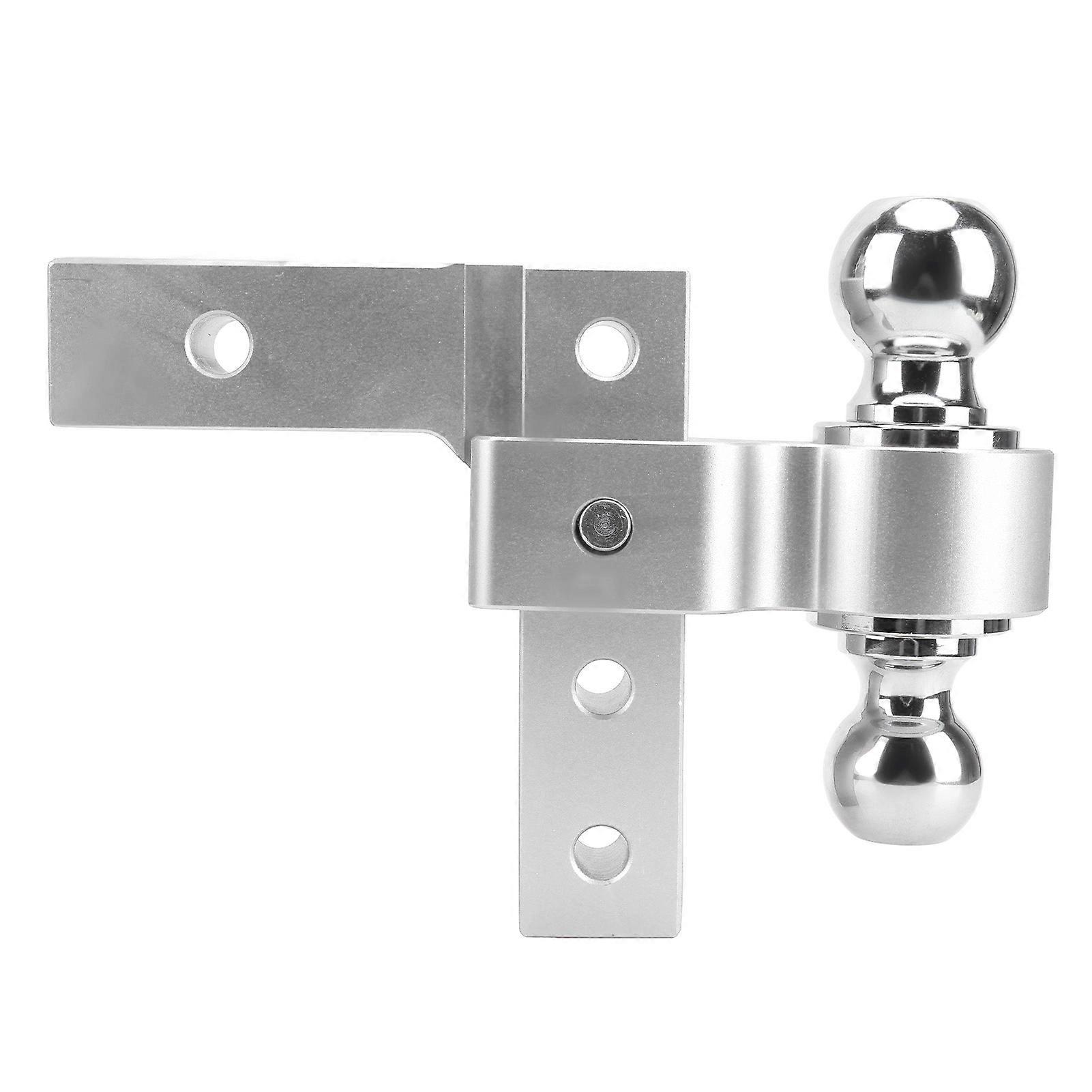 Towing Trailer Hitch Mount with Dual Balls Lock Pins 6in Adjustable Drop Aluminum for 2in Receivers Silver