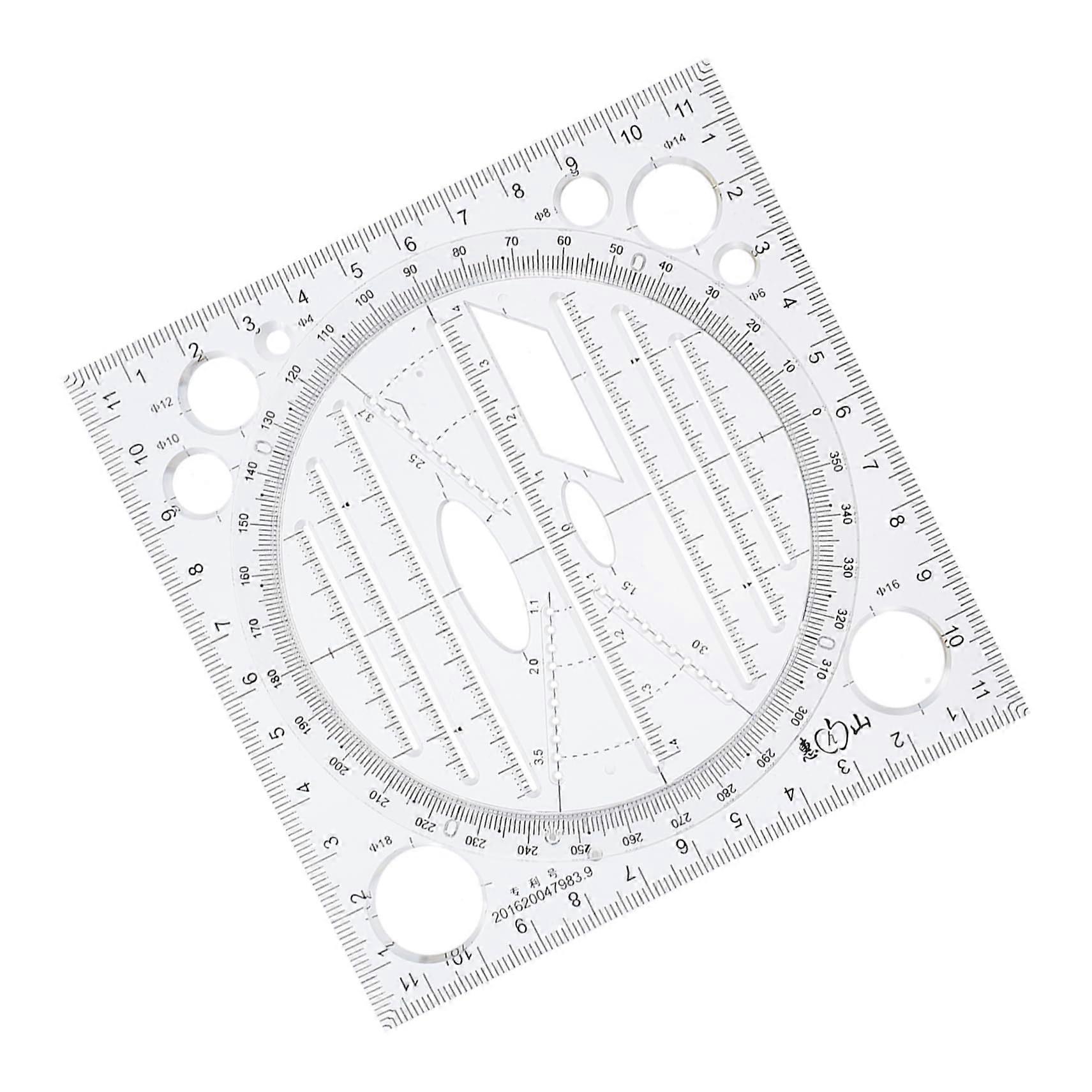 Multifunctional Drawing Ruler 1-Piece Drafting Tool For Precise Scale And Easy Use In Math, School, Office, Home