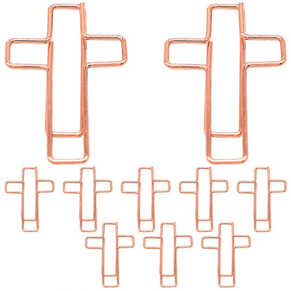 10pcs Cross Paper Clips Small Paper Clips Metal Document Clips Office and Study Supplies