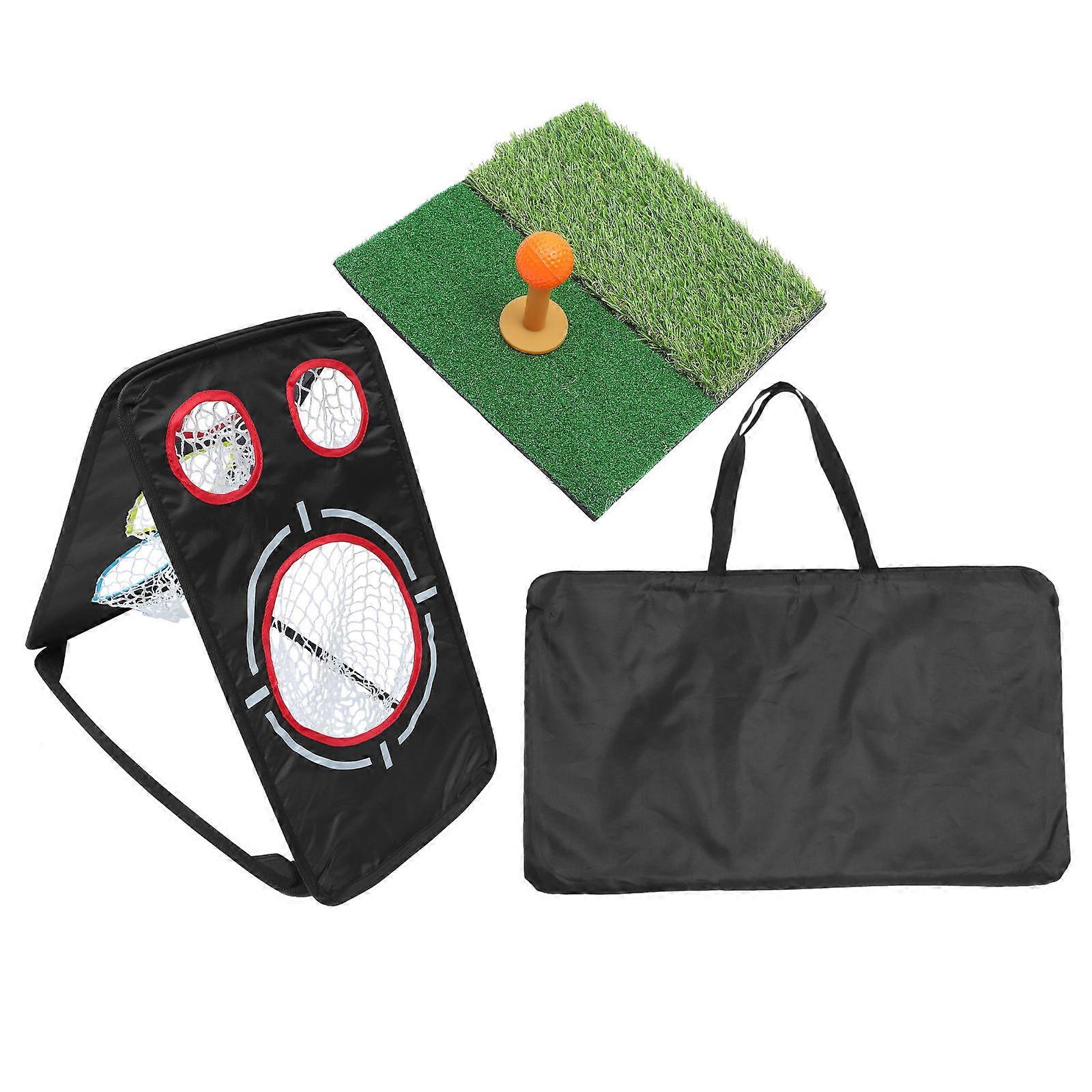 Folding Chipping Net with Training Mat Portable Golf Practice Equipment for Family and Friends