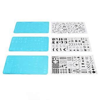 Nail Stamper Kit Stainless Steel Protective Blue Film Different Patterns Irregular Images DIY Tools Nail Art Stamping Plates