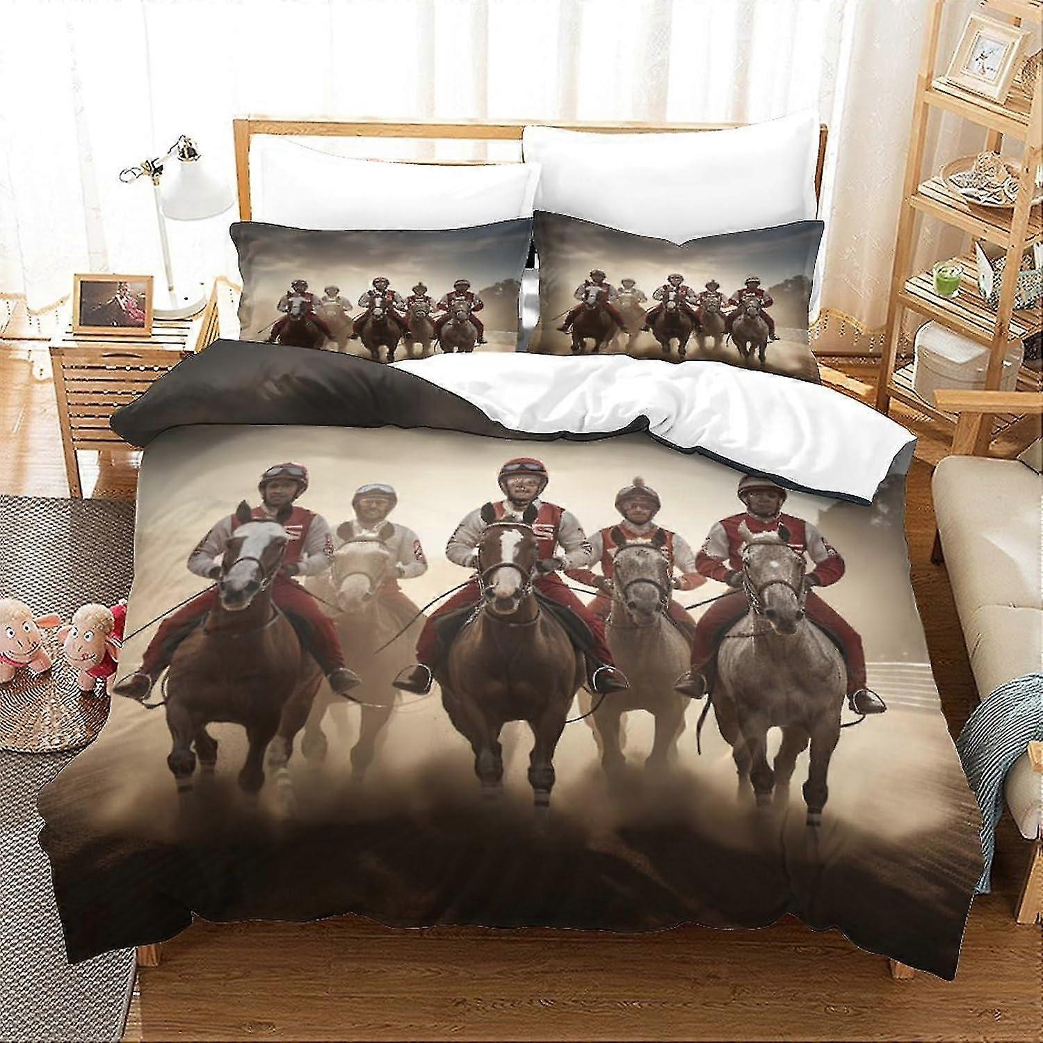 Zestawy pościeli do wyścigów konnych Poszewka na kołdrę Mare Bed Set dla nastolatków i dzieci bez prześcieradła kołdry King