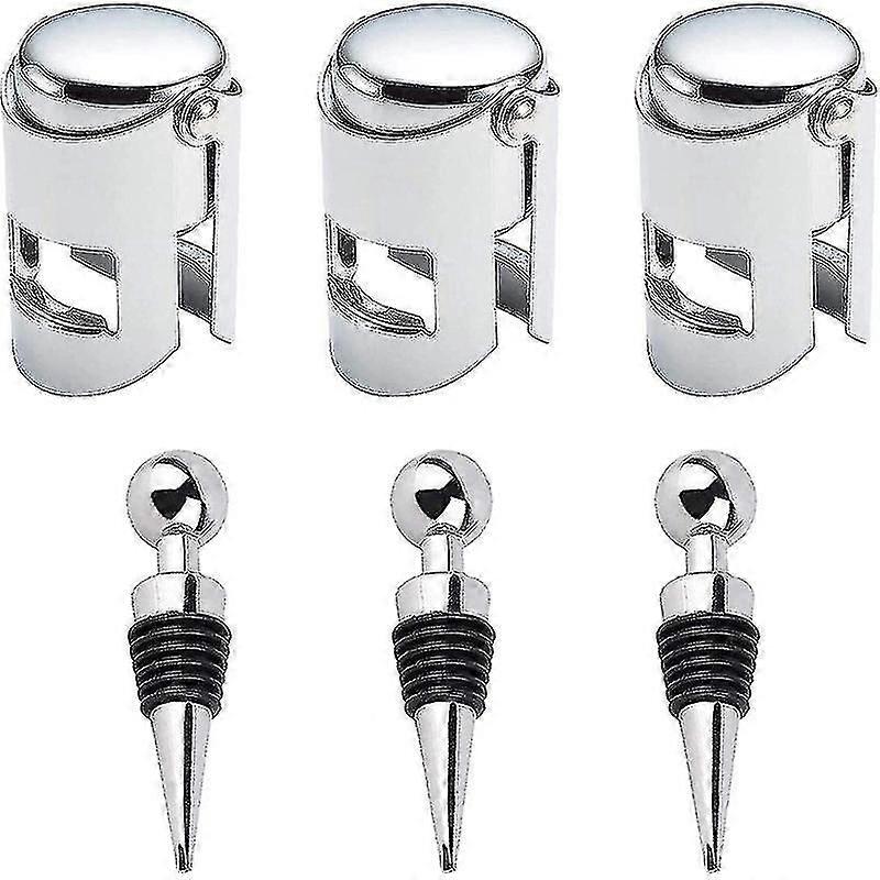 3 wine corks and 3 champagne corks