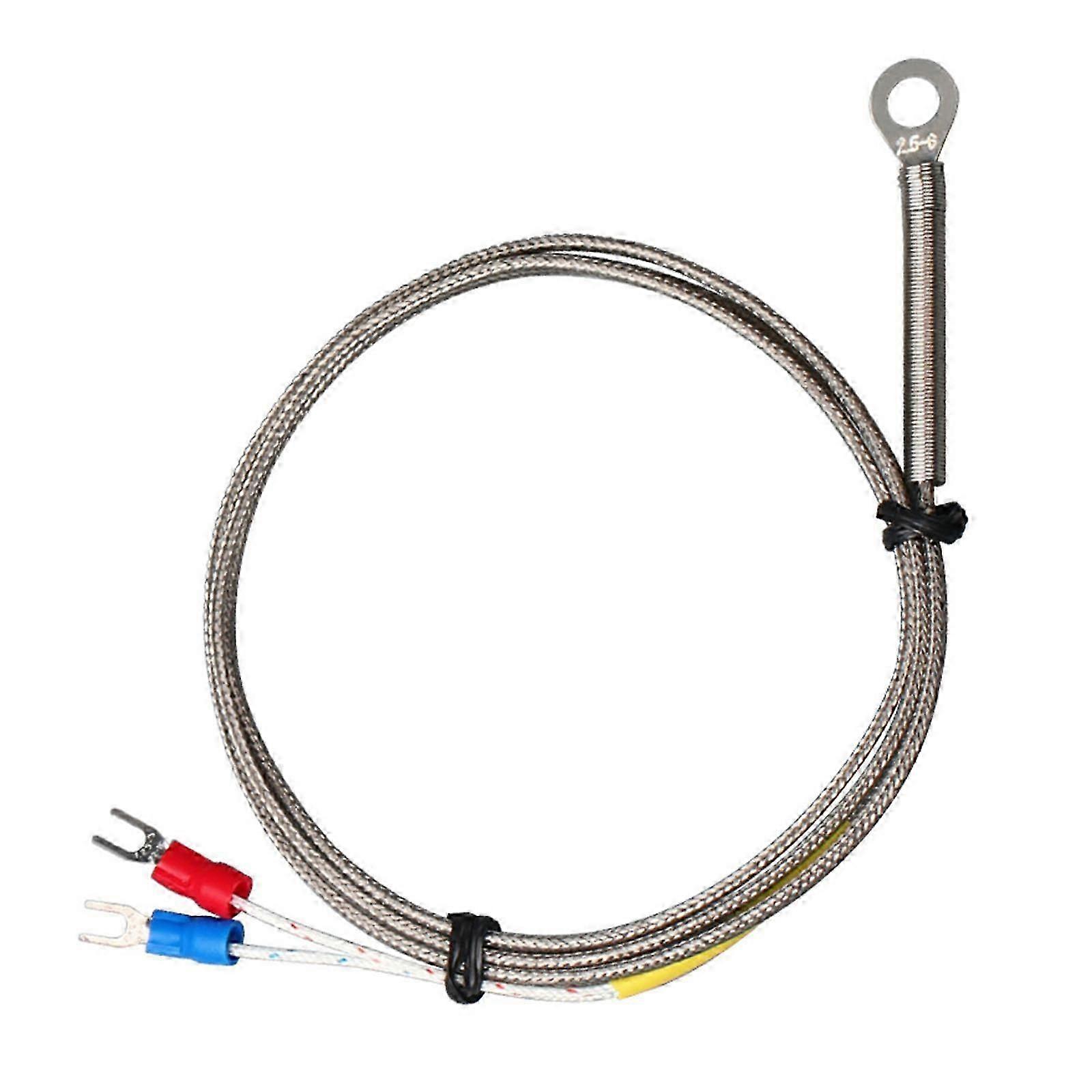 4mm Hole High Temperature Probe 0 To 600c Sensors Probe K Type Thermocouple Temperature Sensors 1/2/3/4/5m Metal Wire 5 Meters