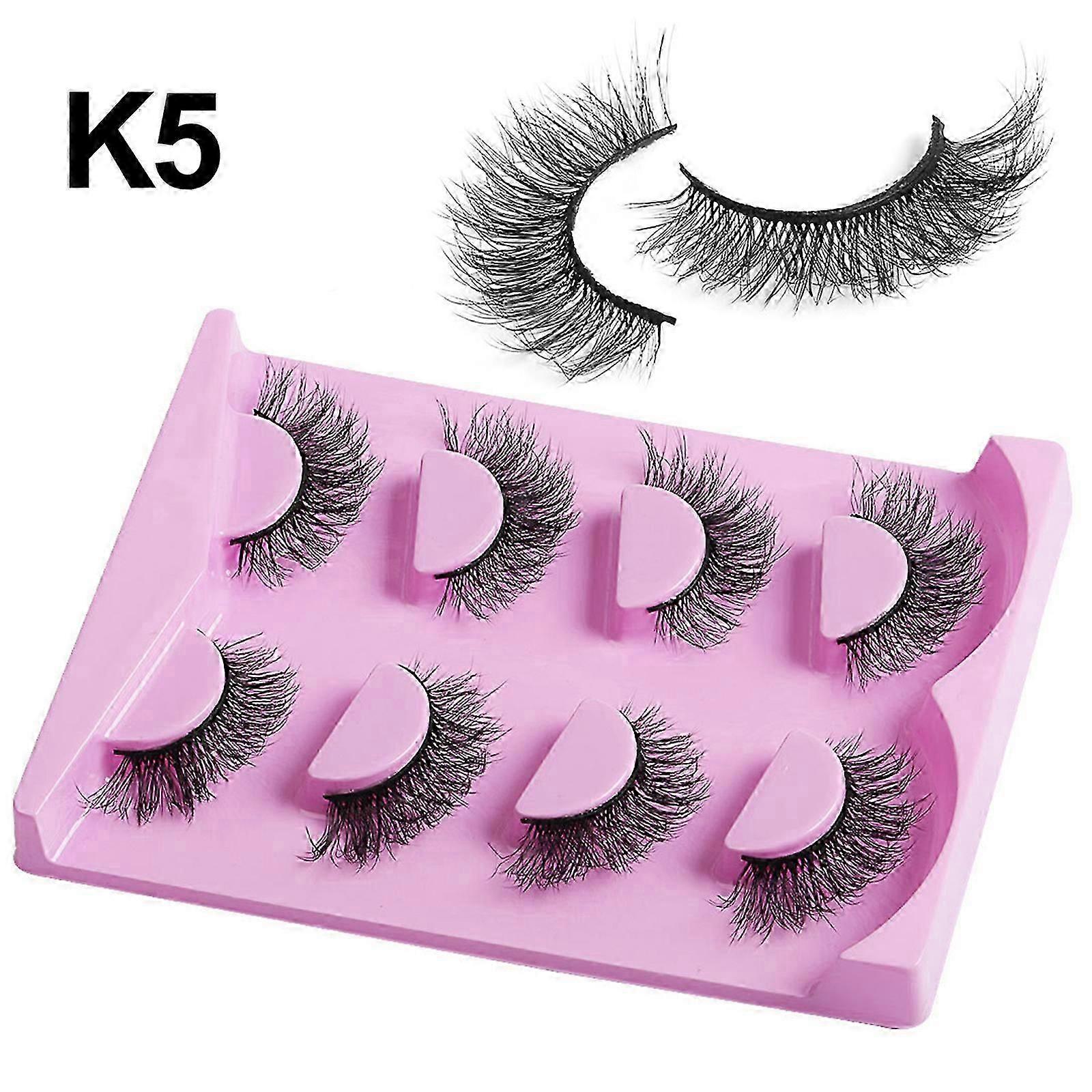 Fluffy Mink Lashes Natural Look D Curl Eyelashes Wispy Cat Eye Lashes Pack Long Volume Lashes 4pairs
