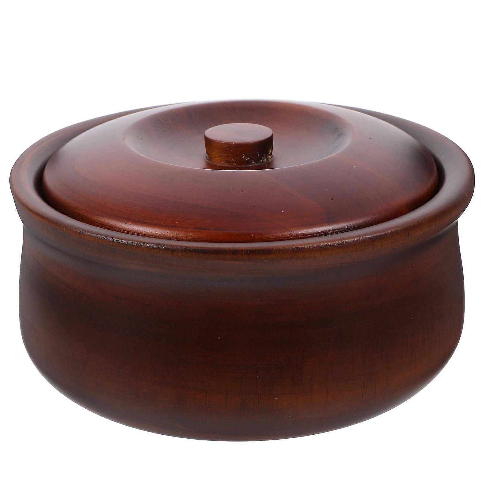Wooden Salad Bowl with Lid for Fruit Serving Bowl Food Container 1 Set