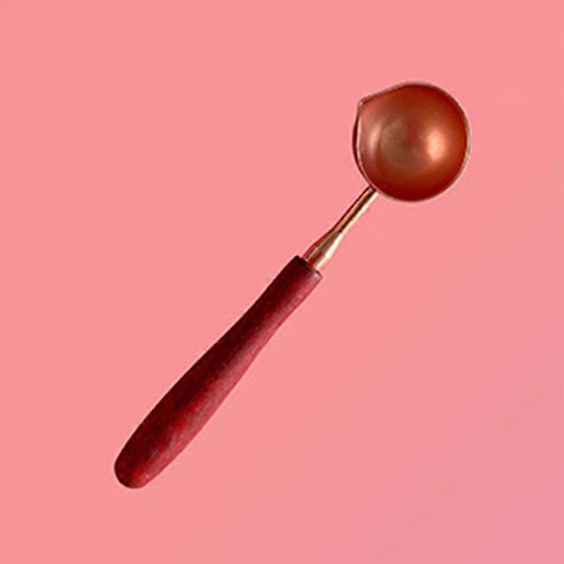 Wax Melting Spoon Exquisite Retro Compact Portable Wax Sealing Stamp Melting Spoon with Wooden Handle Rose Gold