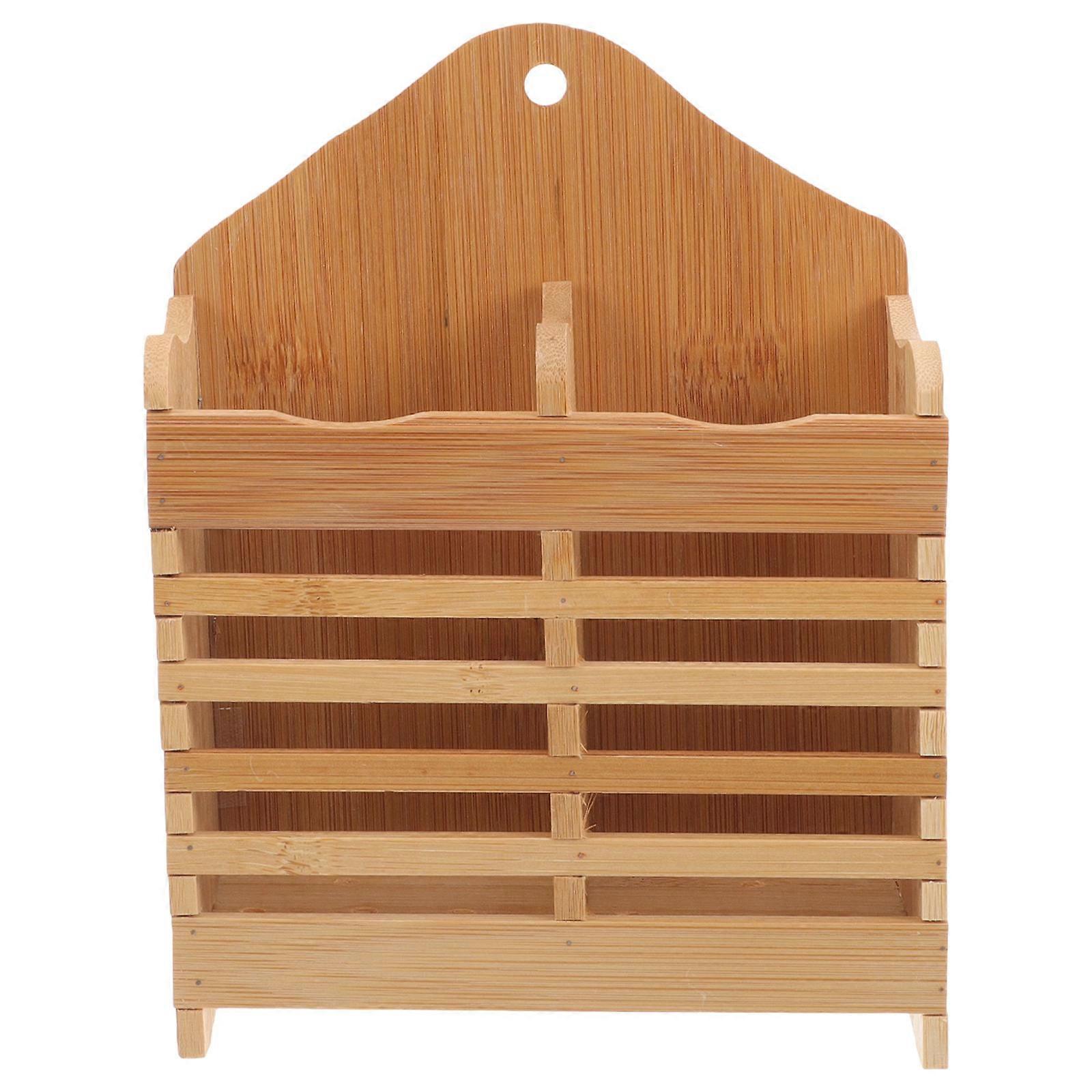 Bamboo Flatware Utensil Organizer Tableware Drying Rack for 1 Set Chopsticks Fork