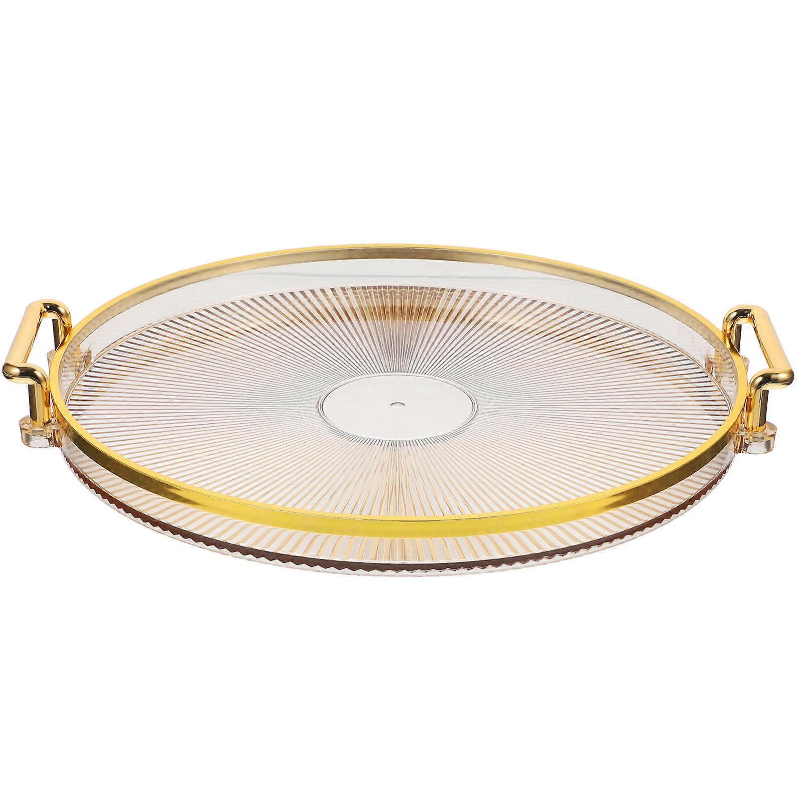 Round Serving Platter Fruit Serving Tray With Handle Party Snack Sharing 11.7×10.6×1.2in Family Members 1Pcs