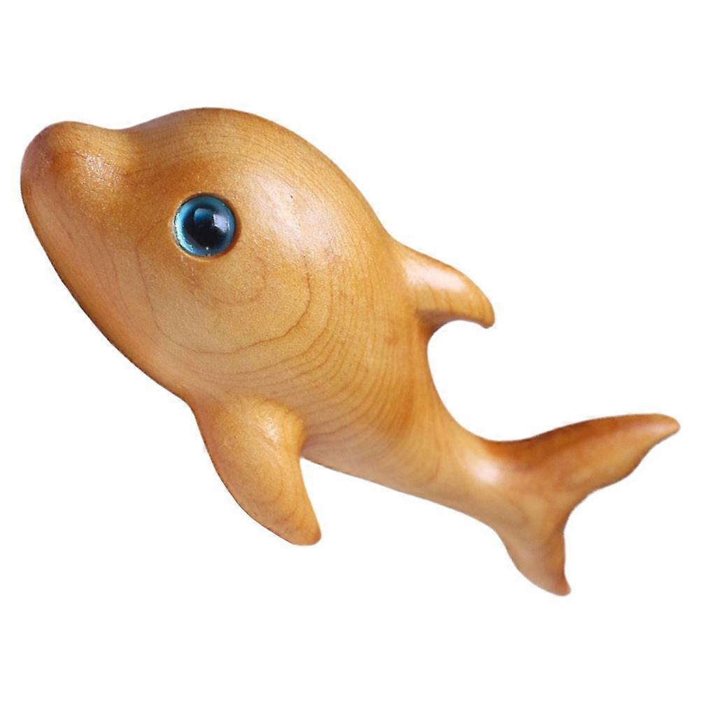Wood Carving Dolphin Statue for Decor Light Brown Small and Lightweight Perfect for Tabletop
