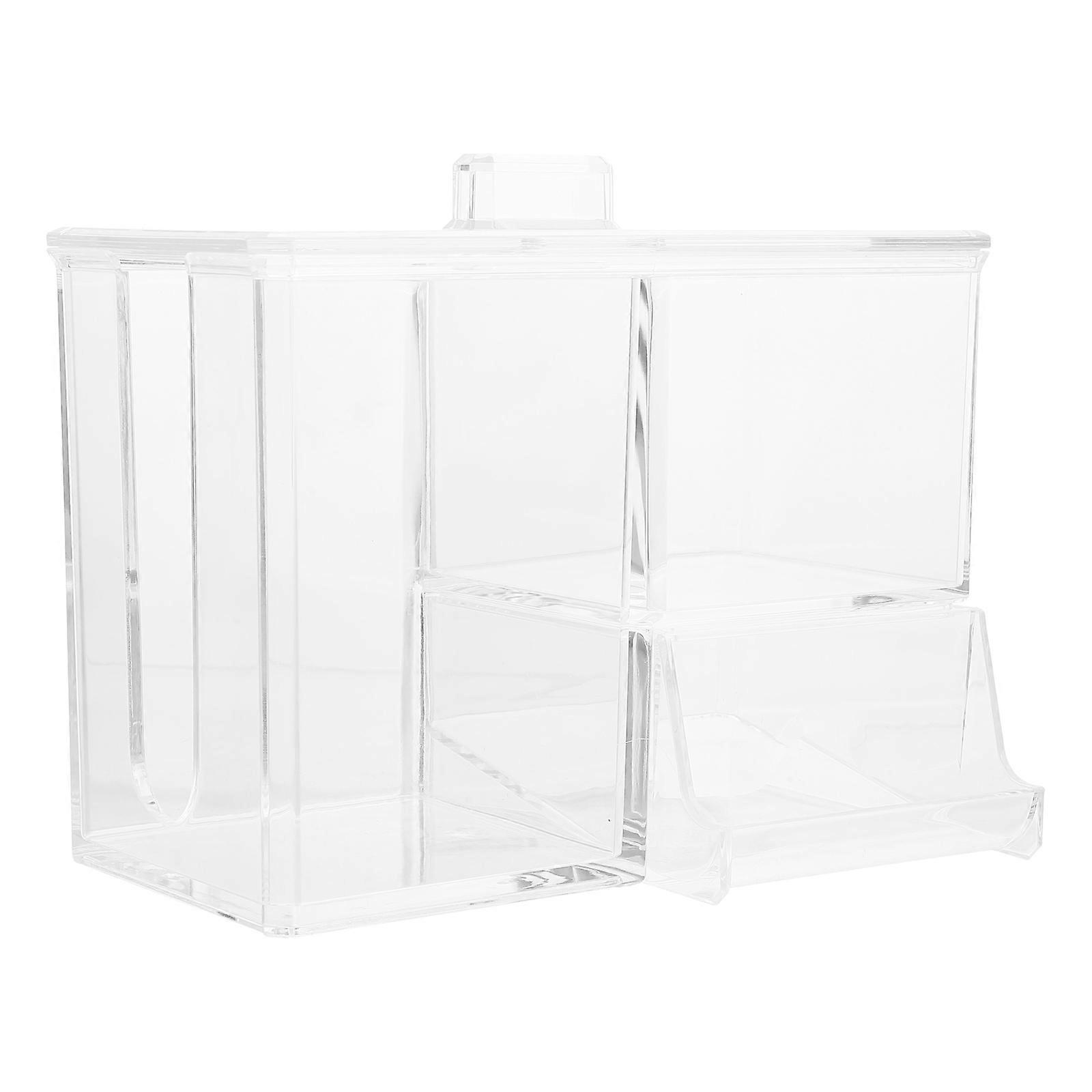 Cotton Pad Holder 3-Compartments Storage Box Dust-Proof For Cotton Pads And Swabs 17.7X14.1X11CM 1Pack