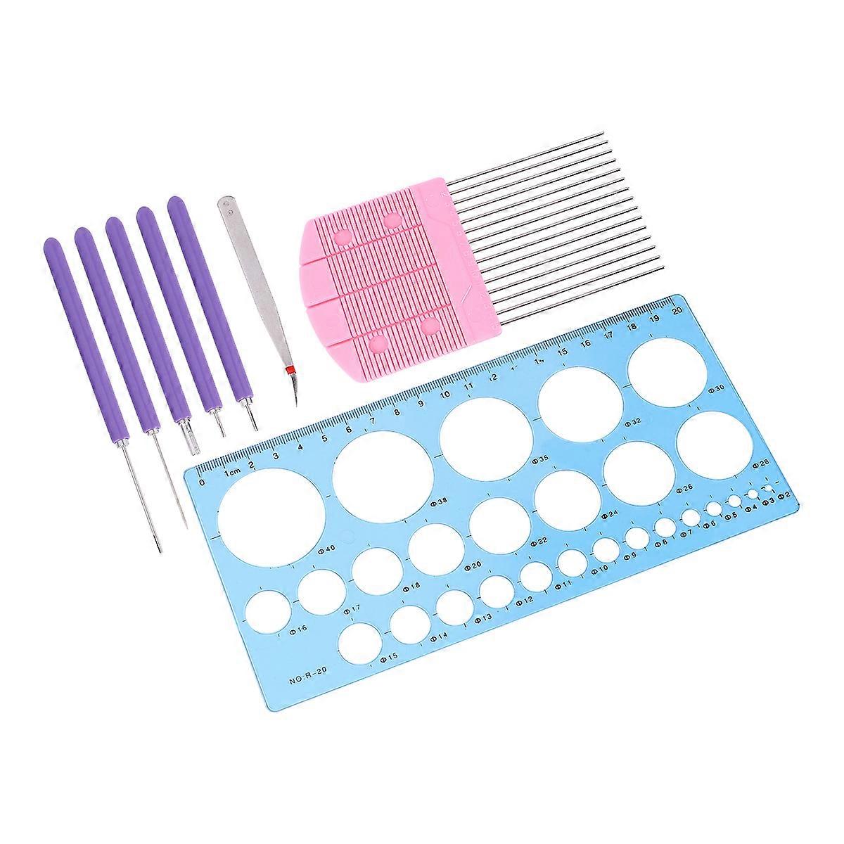 Stainless Steel and Plastic Quilling Needle Pen with Assorted Color Paper for DIY Craft Projects 8pcs Set