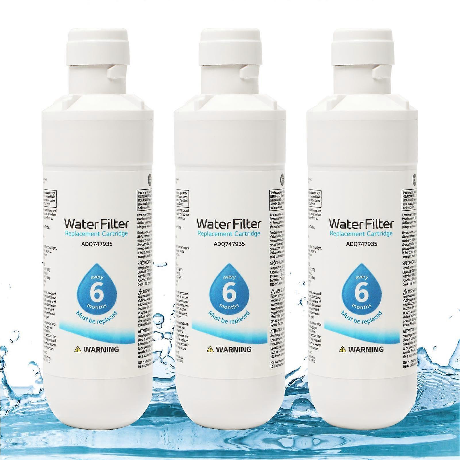 Refrigerator Water Filter Compatible with LG LT1000P, Universal Fridge Filter Replacement, Odor Filter Cartridge 3-Pack