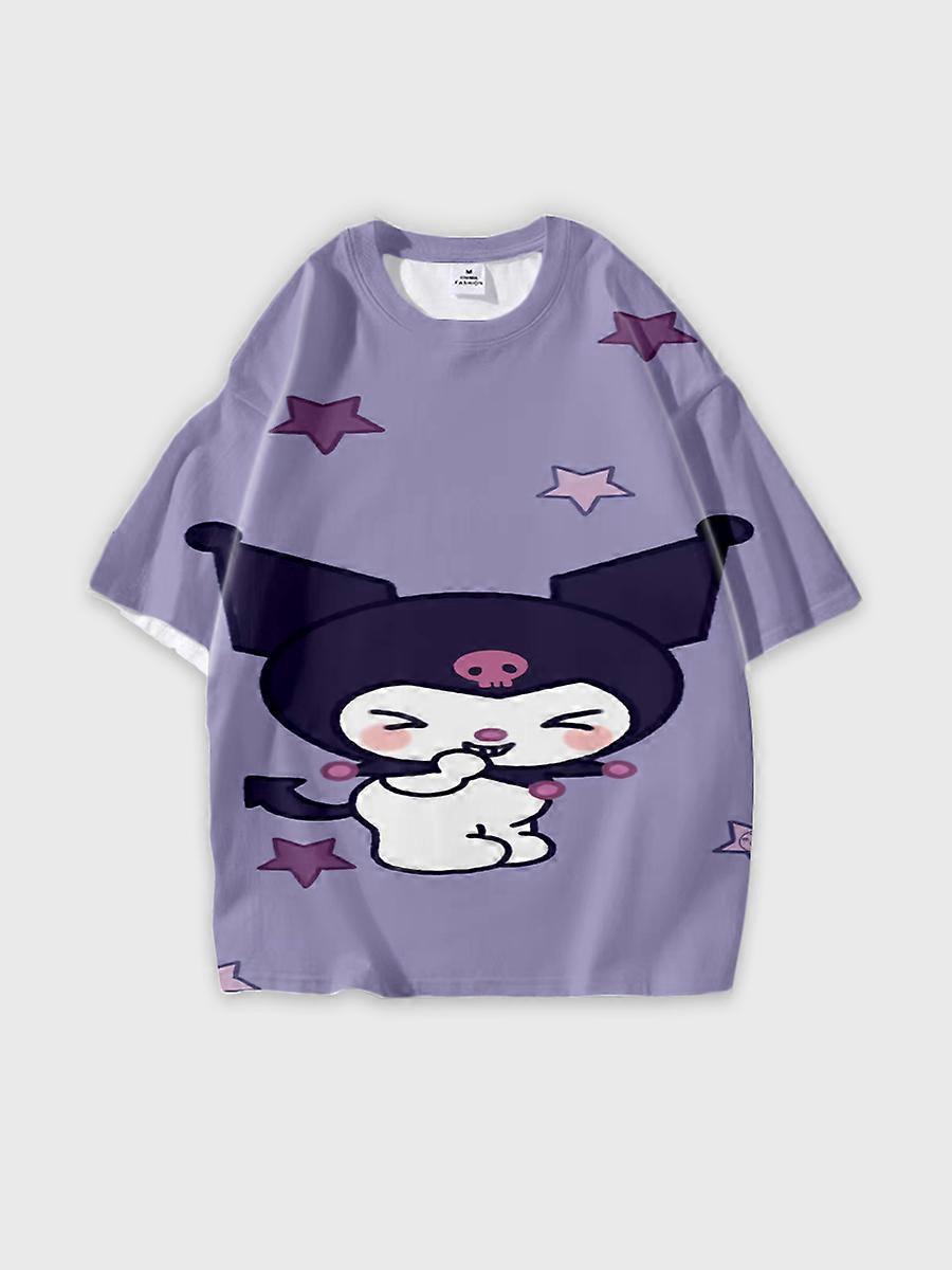 T-shirt girocollo Cartoon Pattern manica corta sciolta B90