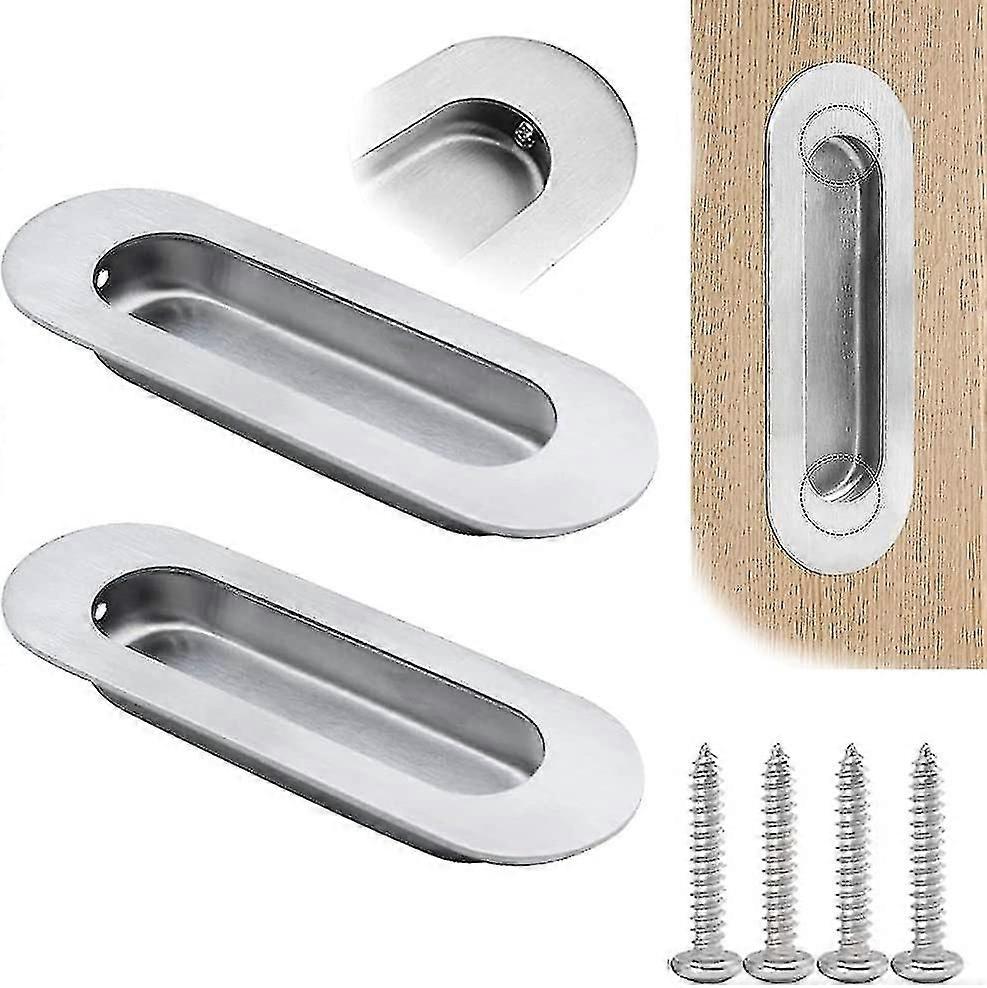 2 قطع نحى الفولاذ المقاوم للصدأ راحة البيضاوي البيضاوي انزلاق مقابض الأبواب - 120 × 40 مم