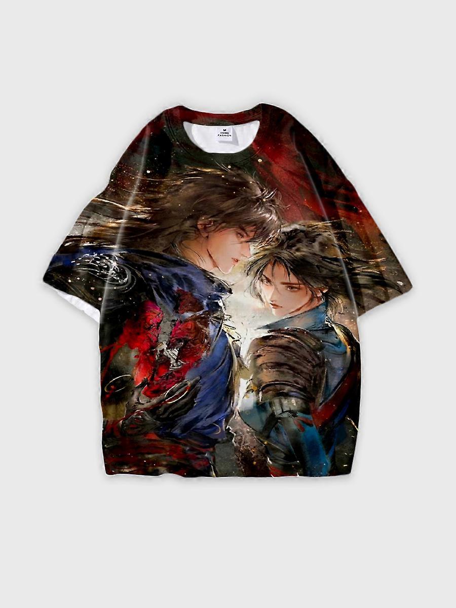 T-shirt round neck Character Pattern loose short sleeve P816