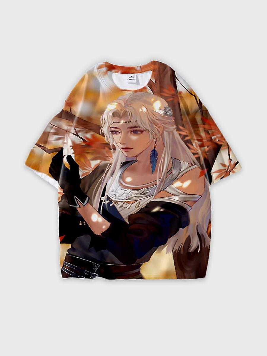 T-shirt round neck Character Pattern loose short sleeve P3215