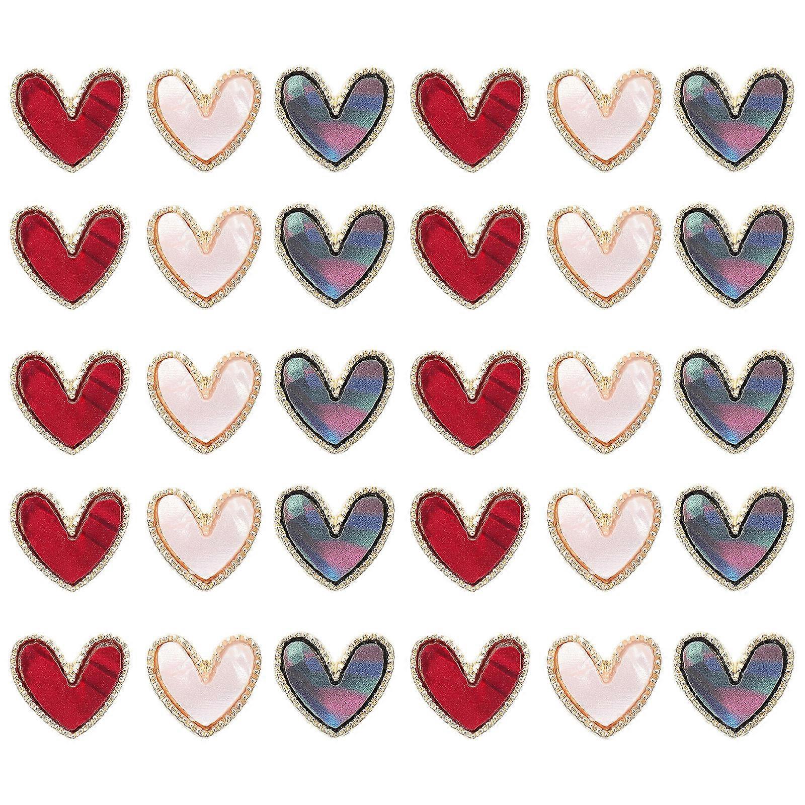 Small Heart Charm 30Pcs Nail Jewelry Charms For Professional Use Simple Structure Design Assorted Color Decoration