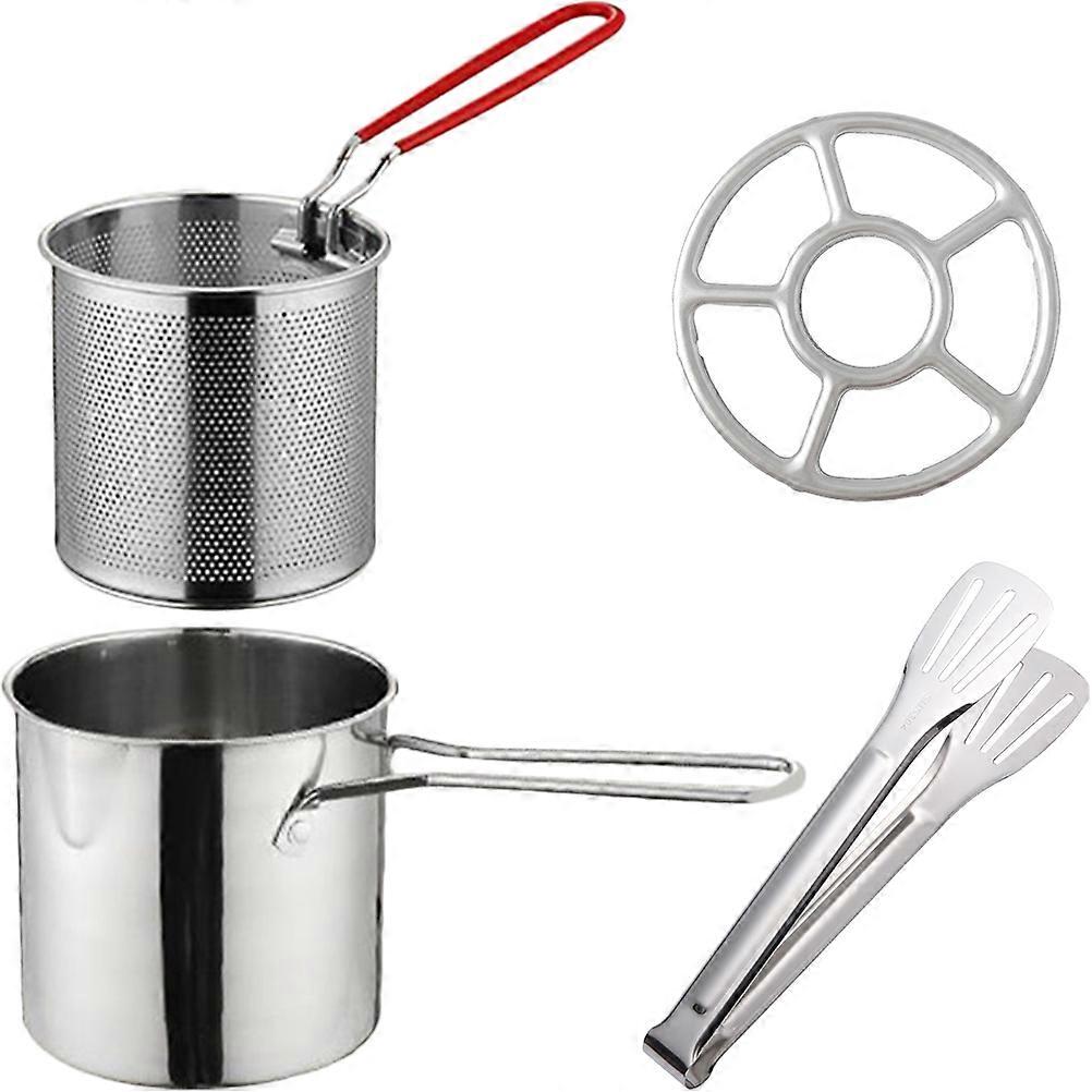 Fryer Pot With Mesh Frying Restaurant Use 28X12X12CM Stainless Steel 1Set