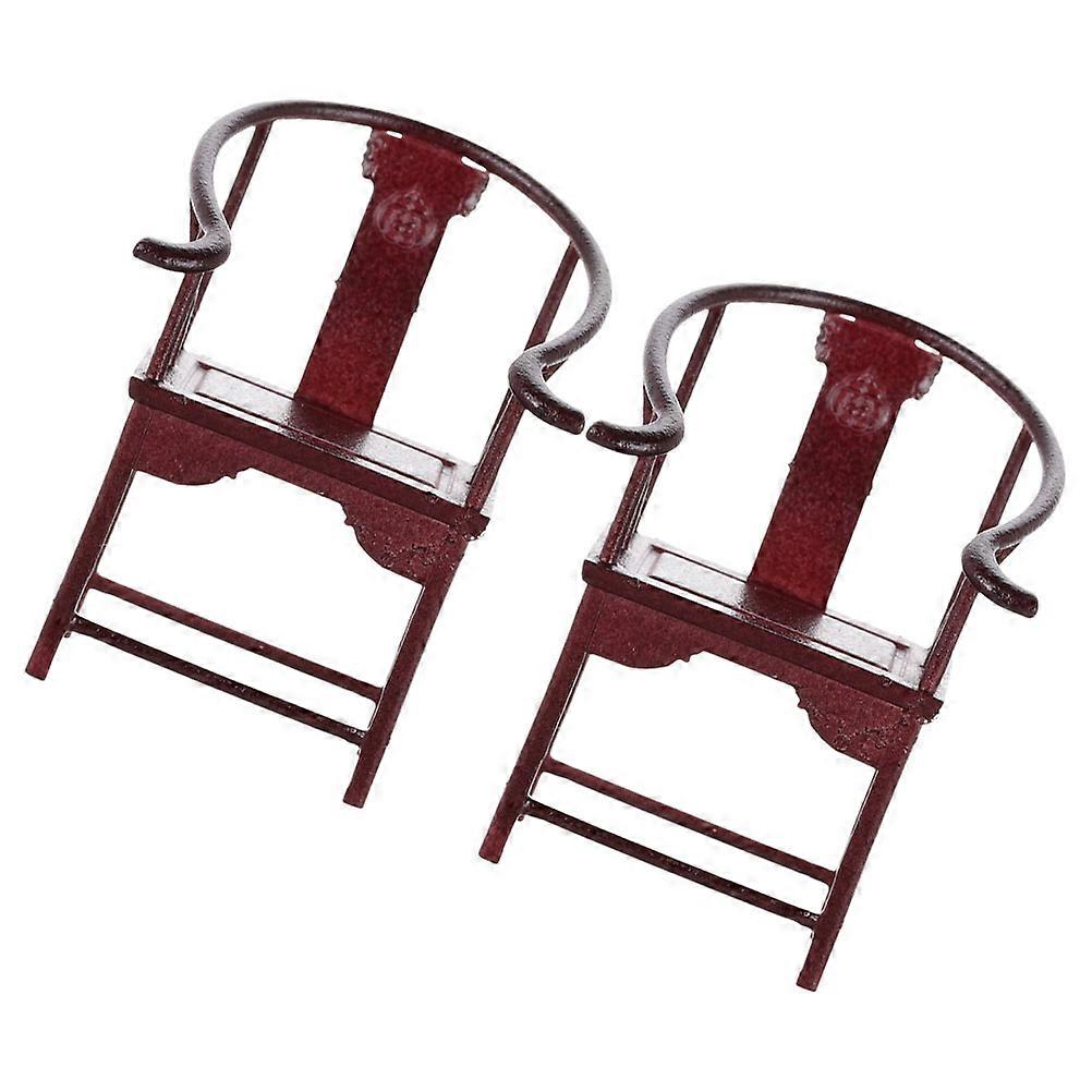 2pcs Scale Miniature Retro Chair for Dollhouse Dining, Crafting, Sand Table Models & Decorative Architectural Displays
