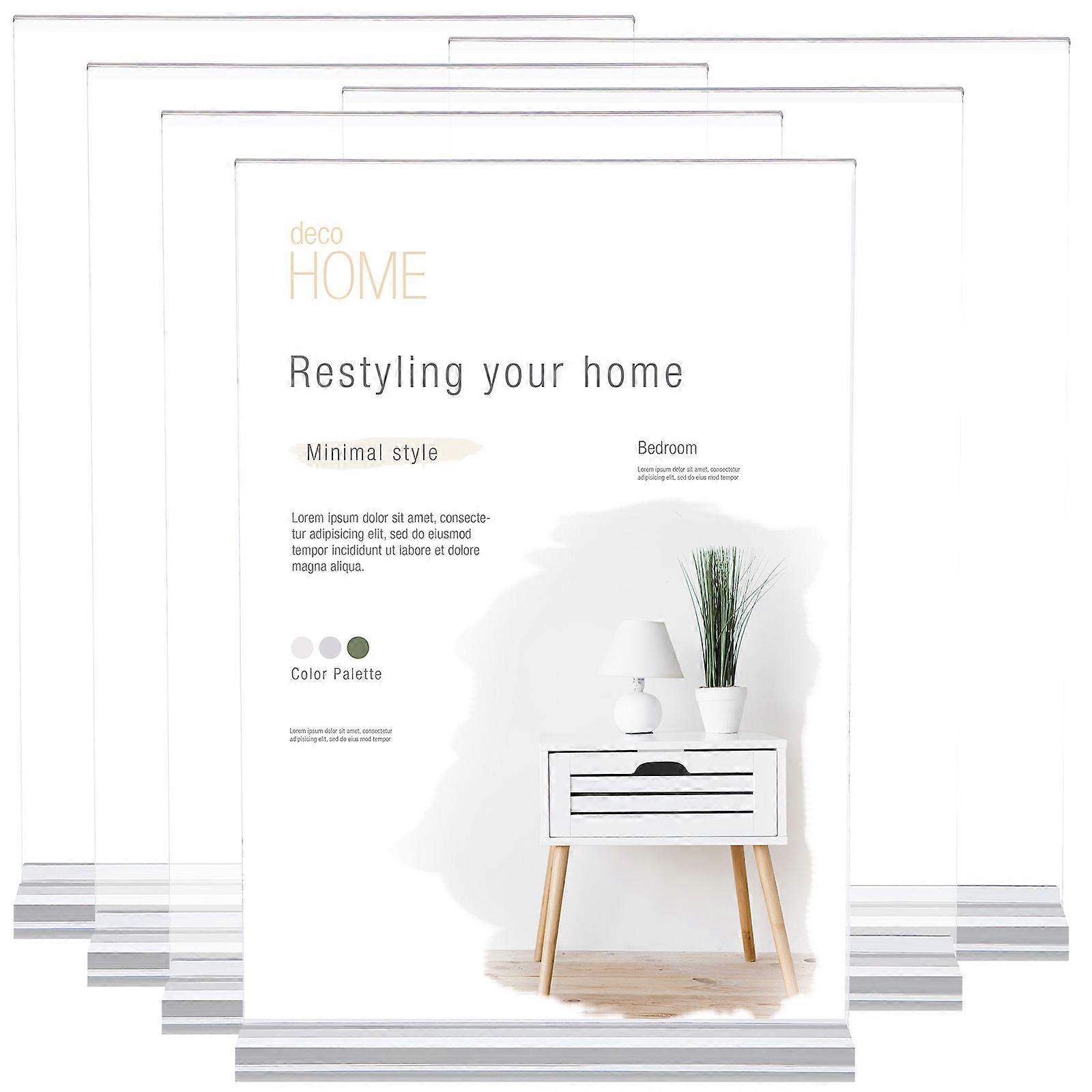 Worgeous 6 Pcs Acrylic Display Stand for Brochure Pamphlet Sign Holder Clear Double Sided A5 Vertical