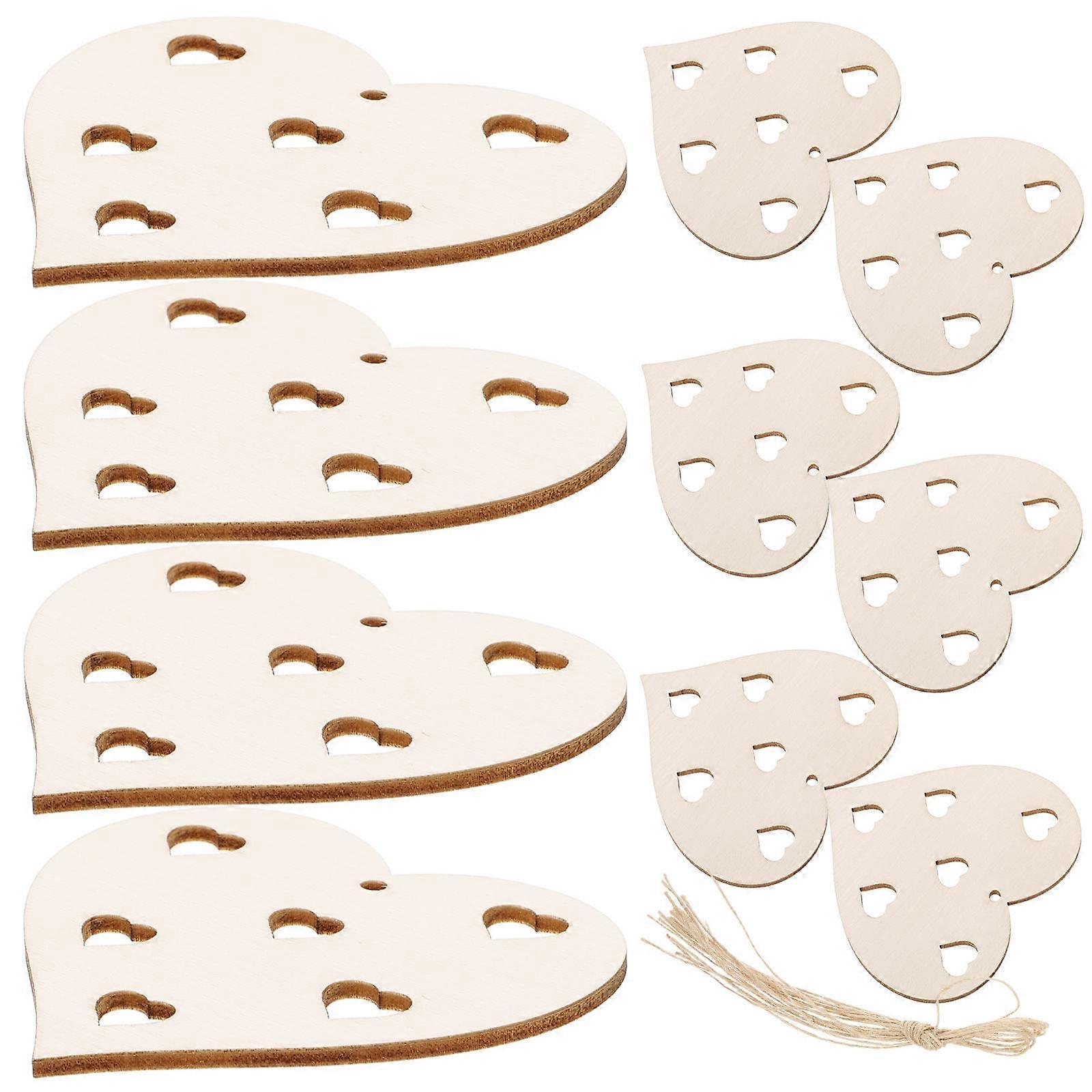 DIY Wooden Hearts For Valentine'S Day And Party Decoration Ideal For Bedroom Office Use With 10 Wooden Slices 1 Set