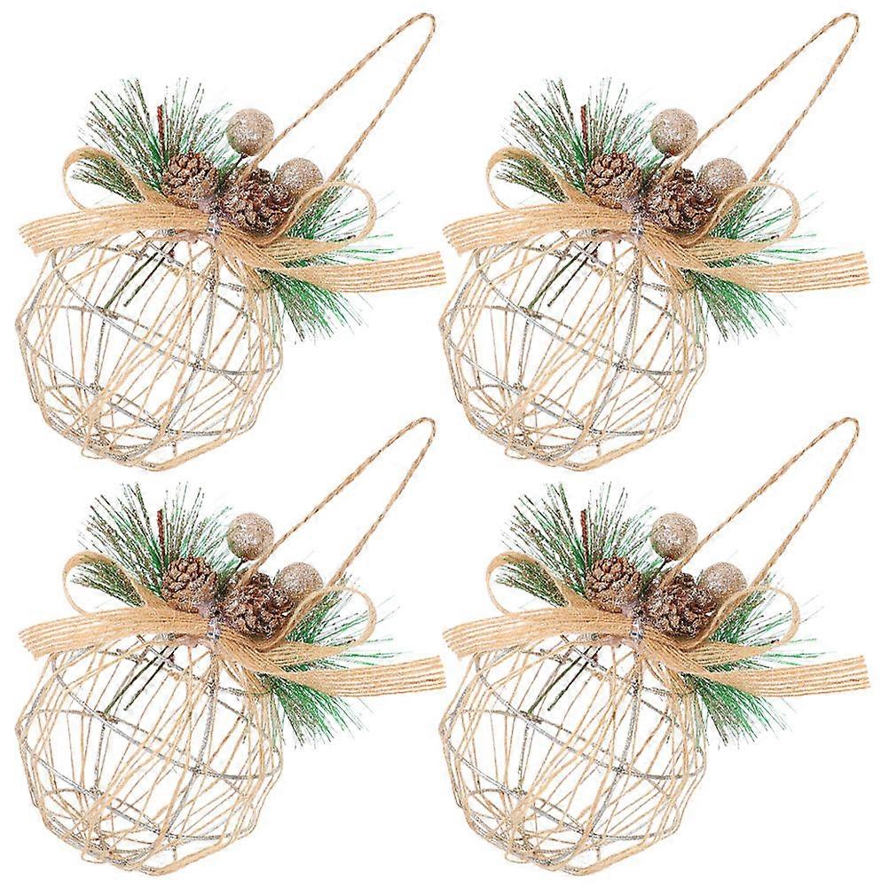 Decorative Ornaments Christmas Ball Hollow Out Iron Hanging Balls For Christmas Celebration 8CM X 8CM X 8CM 4Pcs