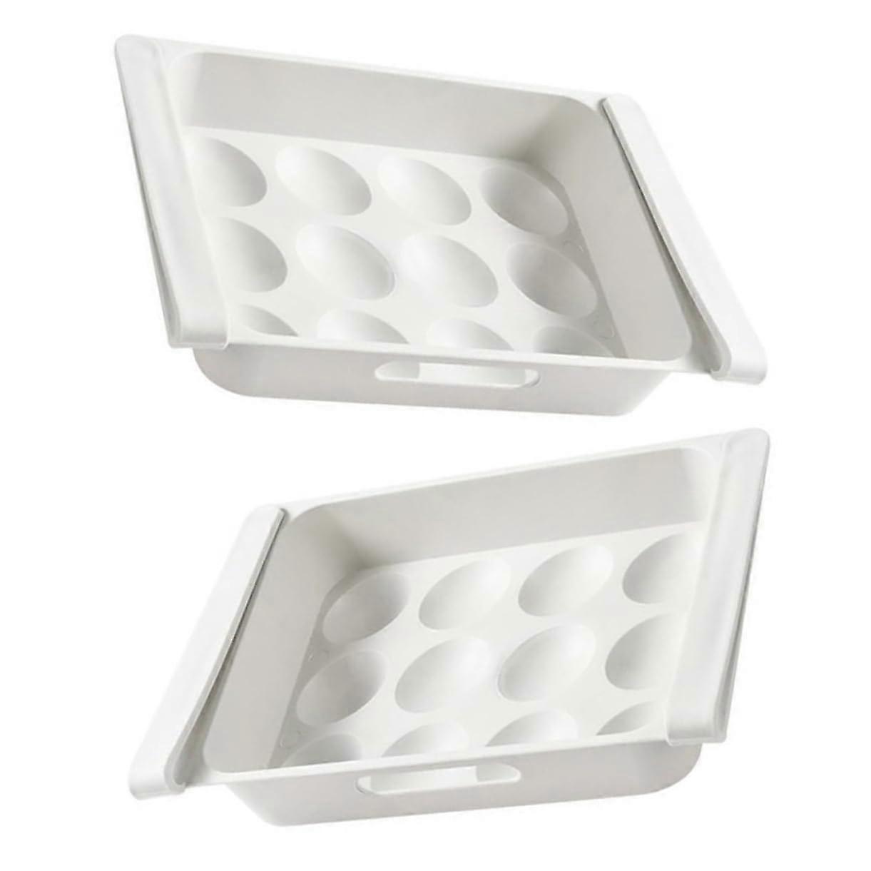 2 Pieces Stackable Egg Storage Container for Refrigerator with Drawer Design, Break-Resistant Egg Holder for Freshness and Organization