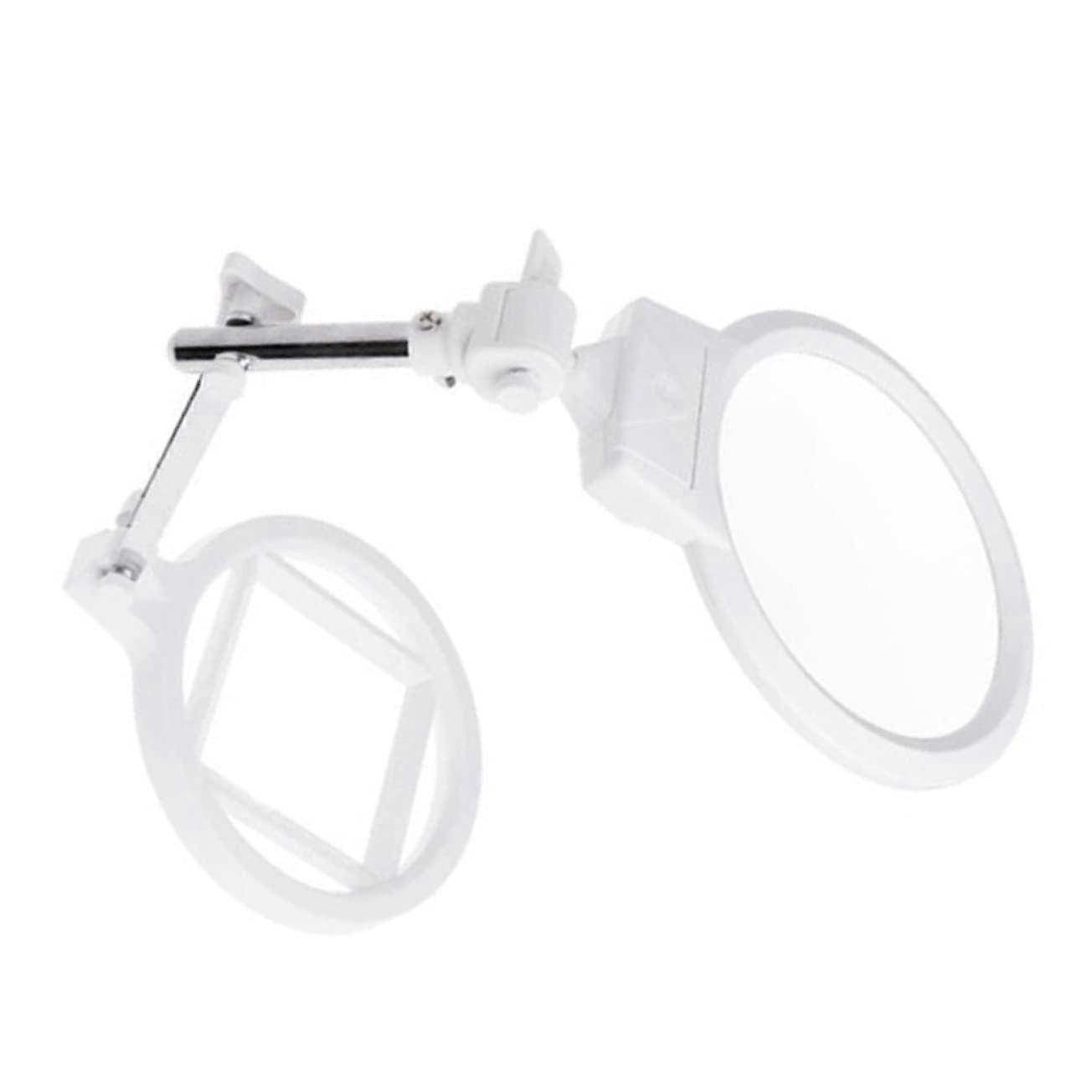 Magnifying Glass with Light on Stand for Reading and Crafting, Metallic Glasses Holder, Plastic White, Jewellery Display with Lights