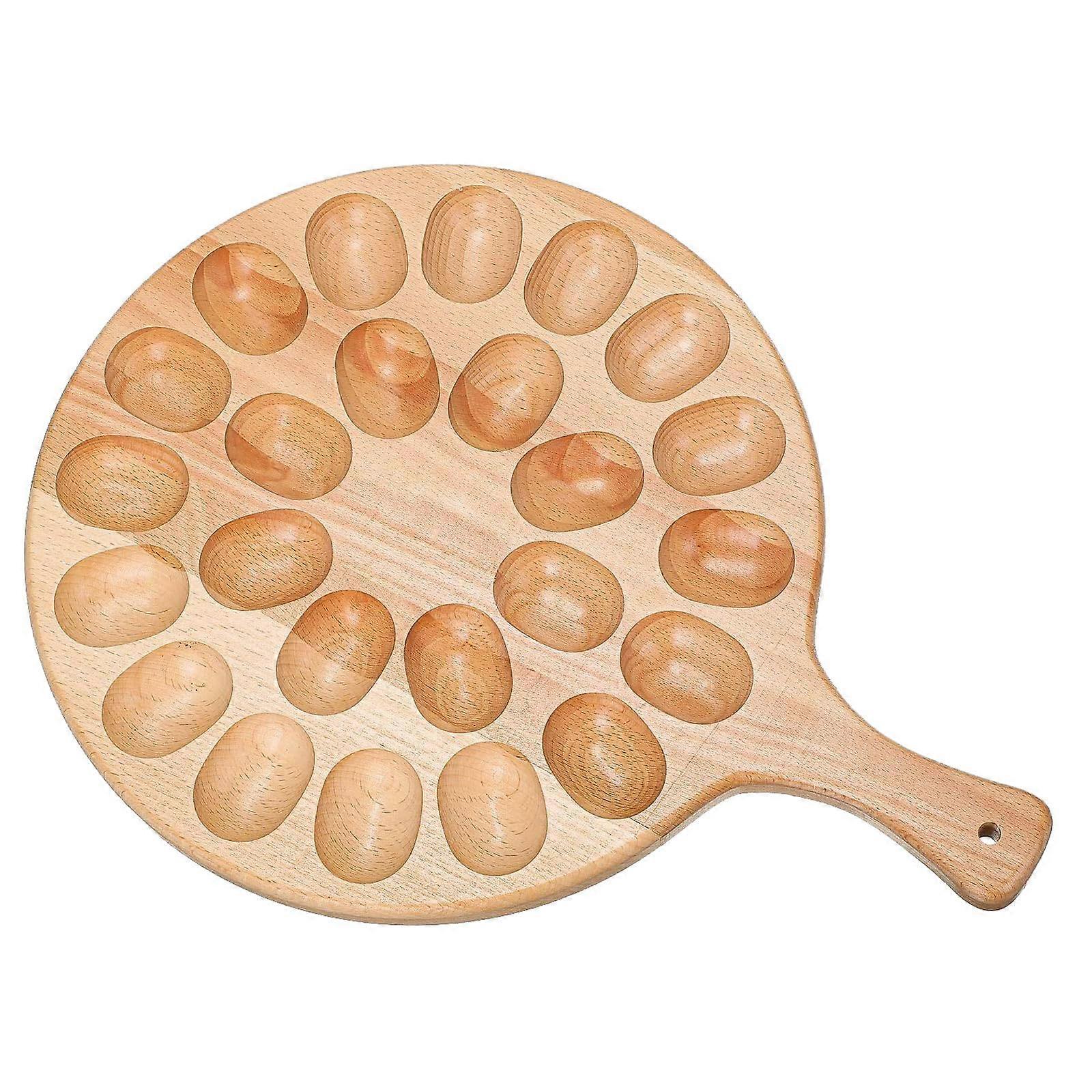 Practical Egg Tray with 24 Holes, Wooden Storage and Display for Eggs, Thick Egg Holder for Refrigerator Use