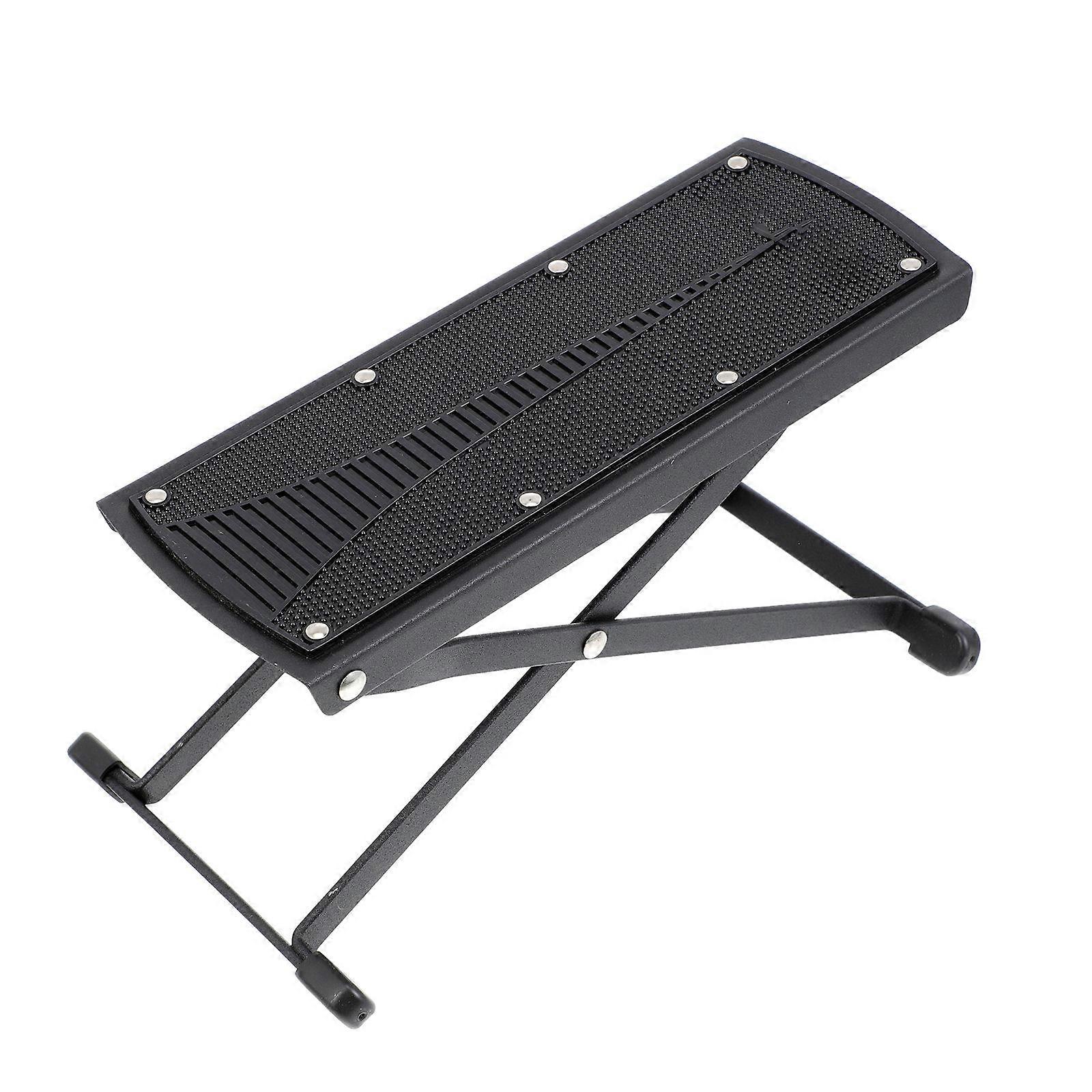 Black Guitar Footrest Adjustable Angle Support For Musicians 1Pcs Lightweight Folding Design Home Use
