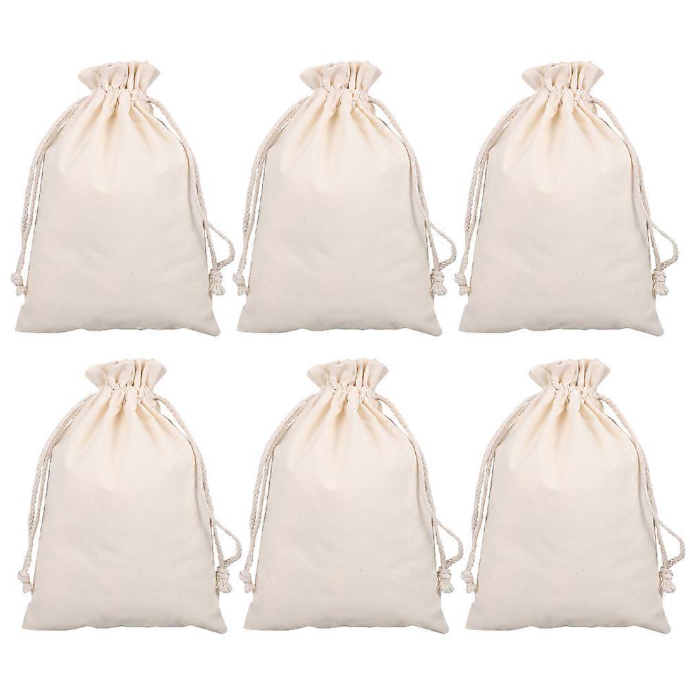 6pcs Cotton Drawstring Bags for Jewelry, Charms & Small Items – Secure Closure, Natural Color, Easy to Carry Storage Pouches