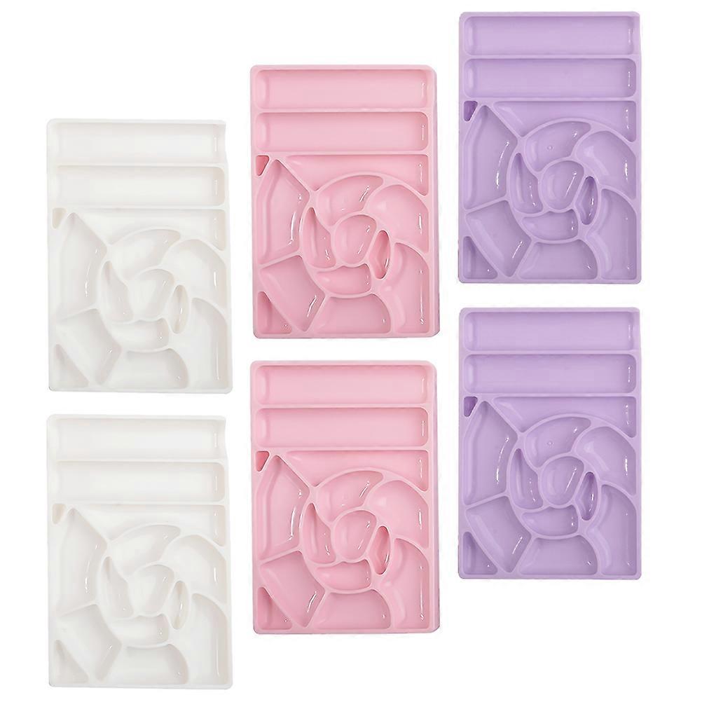 Nail Art Mixing Plates with Divided Design for Home Use 6 Pieces Plastic Material Assorted Color