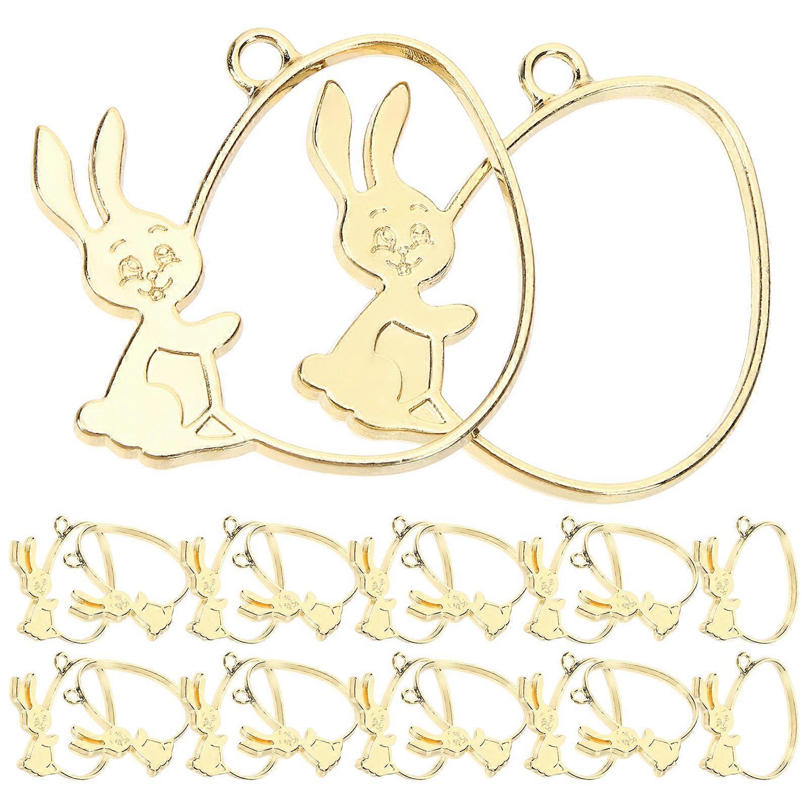 25pcs Rabbit Open Bezel Pendants, Cute Charms for DIY Jewelry, Resin Crafts, Keychains, and Phone Chains – Durable & Safe for Long Term Use