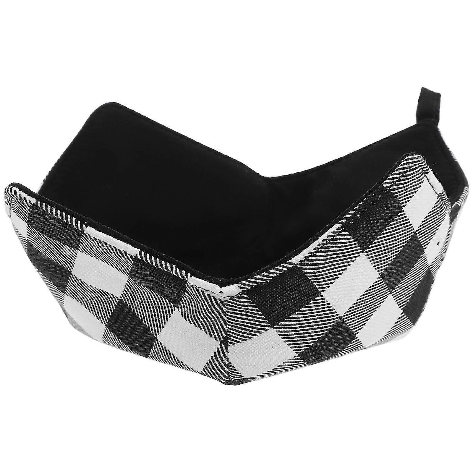 Bowl Mat Polyester Soup Bowl Holder Simple Design Microwave Usage Black Anti-slip 1Pack