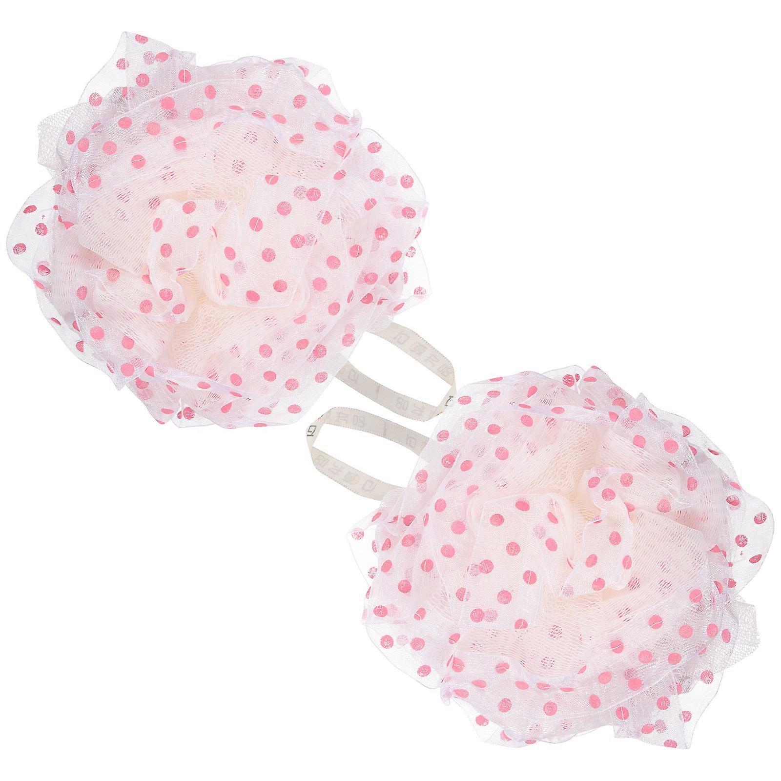 Pink Bath Scrubber with PE and Polyester Material for Home and Travel Use 2pcs