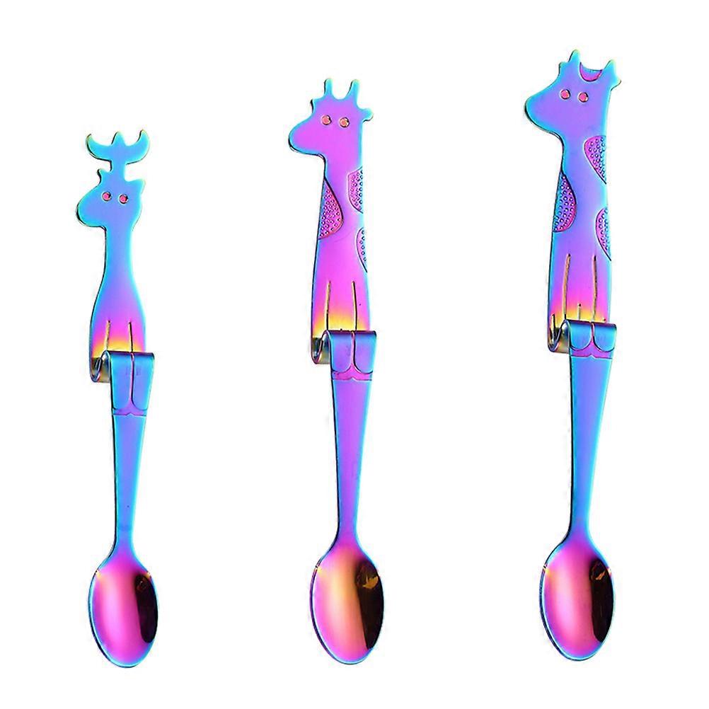 Assorted Color Coffee Stirring Spoons For Parents Giraffe Handle Tableware Ideal For Coffee Time 3Pcs