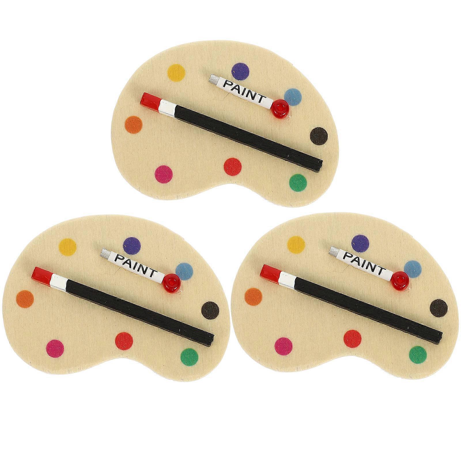 Mini Canvas Board Simulation Paint Palette For Kids Accessories Perfect For Mini Scene Setting 5.00X3.20X0.20CM 3Pcs