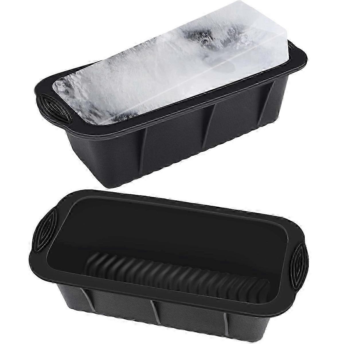 2PCS Extra Large Ice Block Molds for Cocktails, Beverages, and Party Drinks - Reusable Plastic Ice Cube Trays