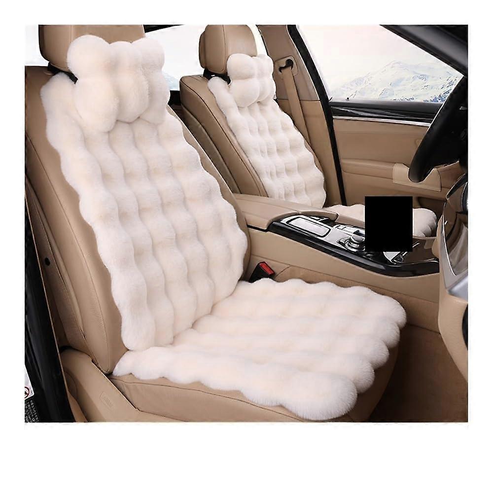 Universal Car Seat Covers Bubble Fleece Winter Thickened Plush Car Seat Protector Artificial Rabbit Hair Cushion for Car Seats AntiSlip Dark Blue